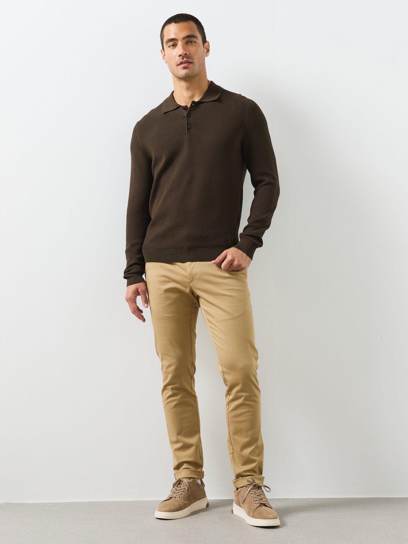 Image 3 of 6 of Mango Fine Knit Cotton Blend Polo - Brown