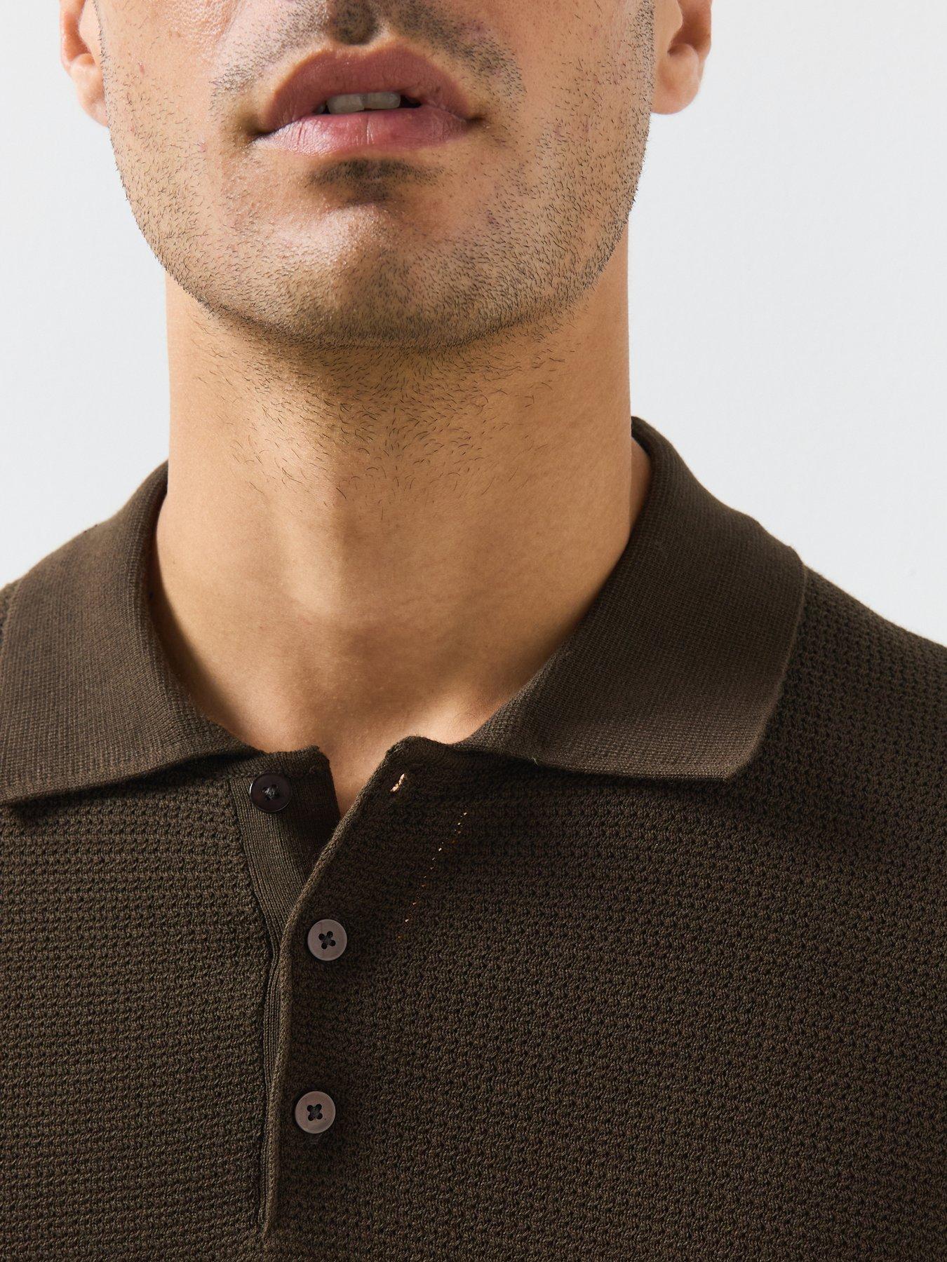 Image 4 of 6 of Mango Fine Knit Cotton Blend Polo - Brown