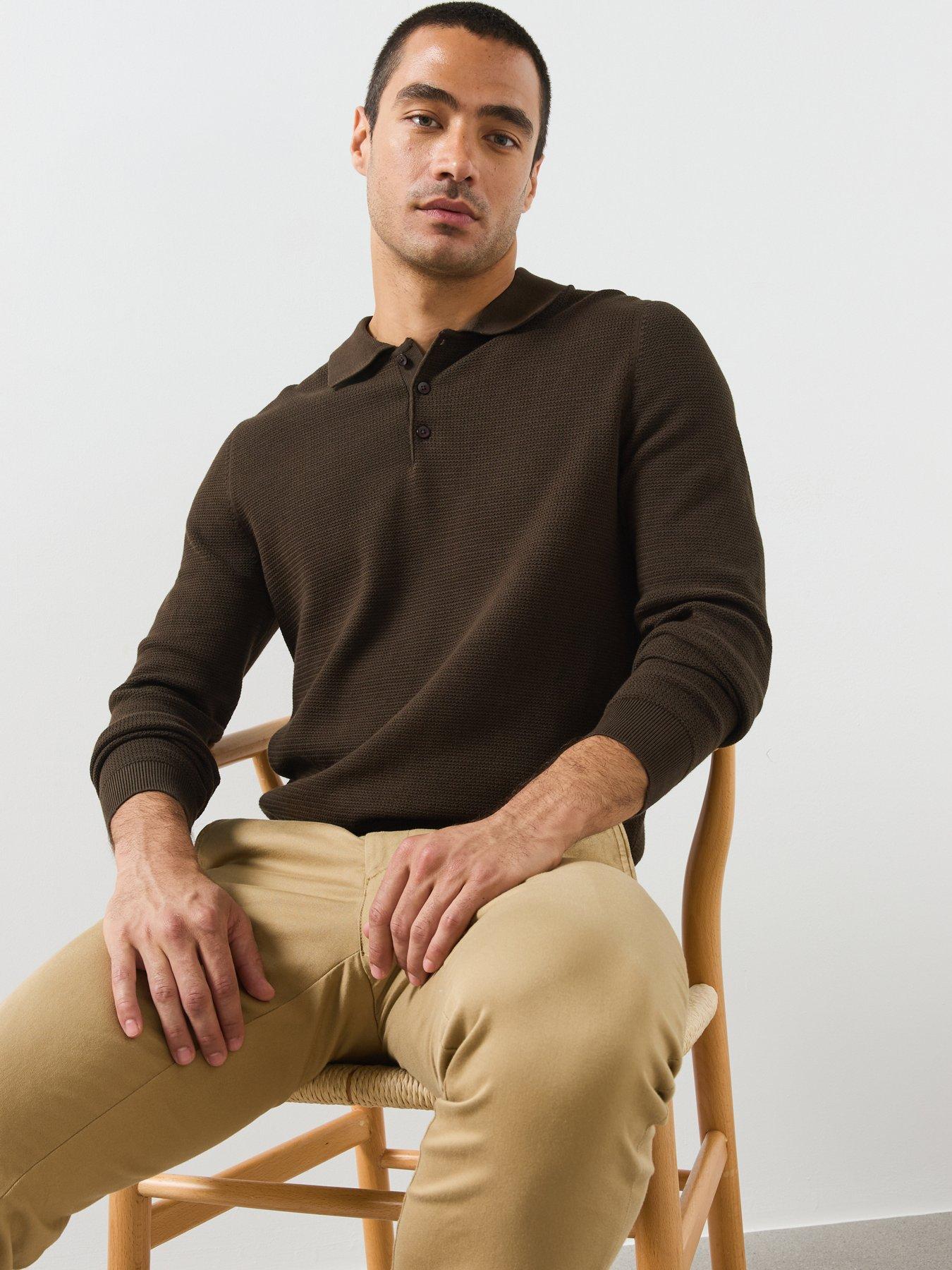 Image 6 of 6 of Mango Fine Knit Cotton Blend Polo - Brown