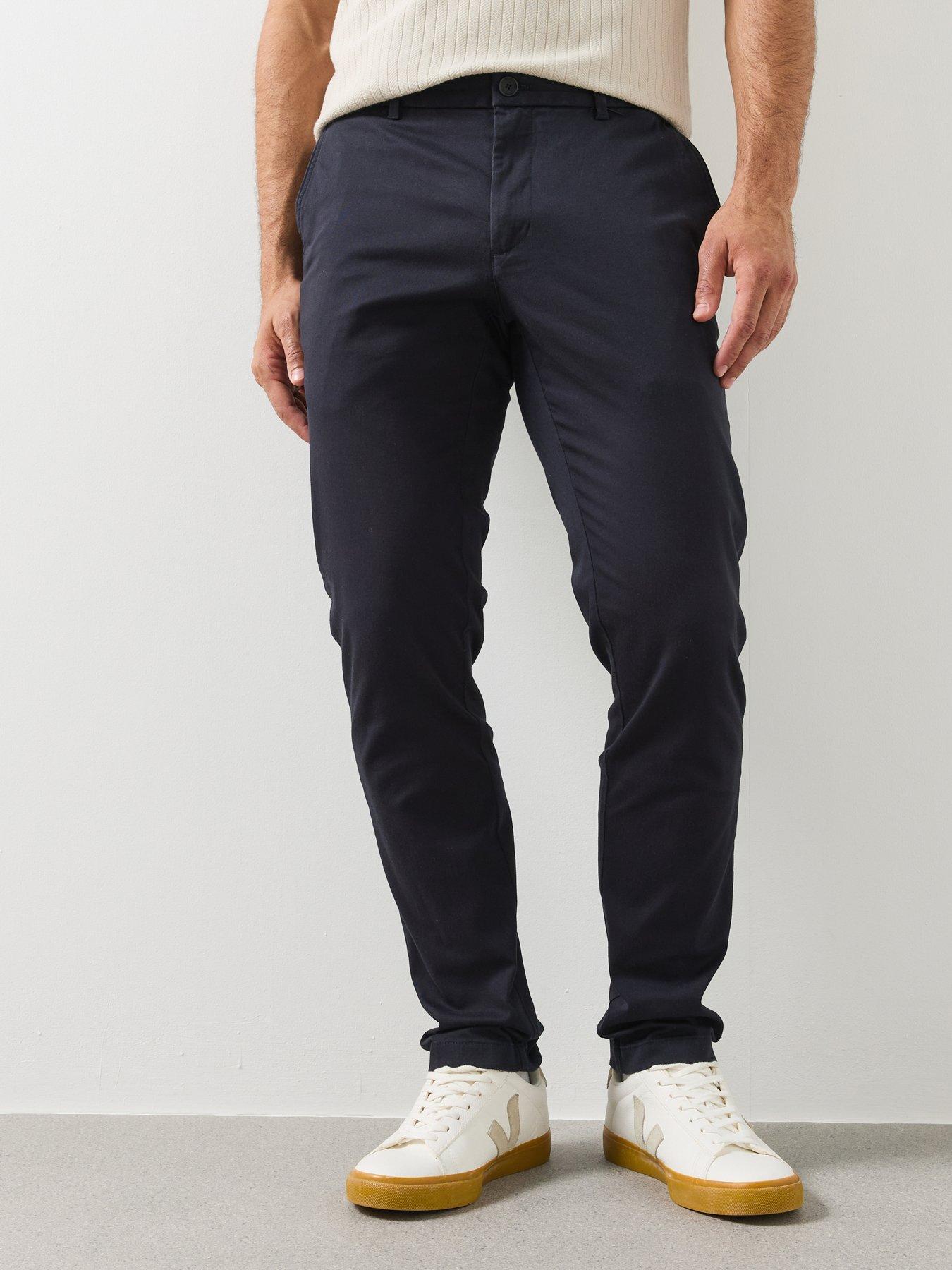 Mango Barna Super Slim Fit Chino Twill Trousers - Navy
