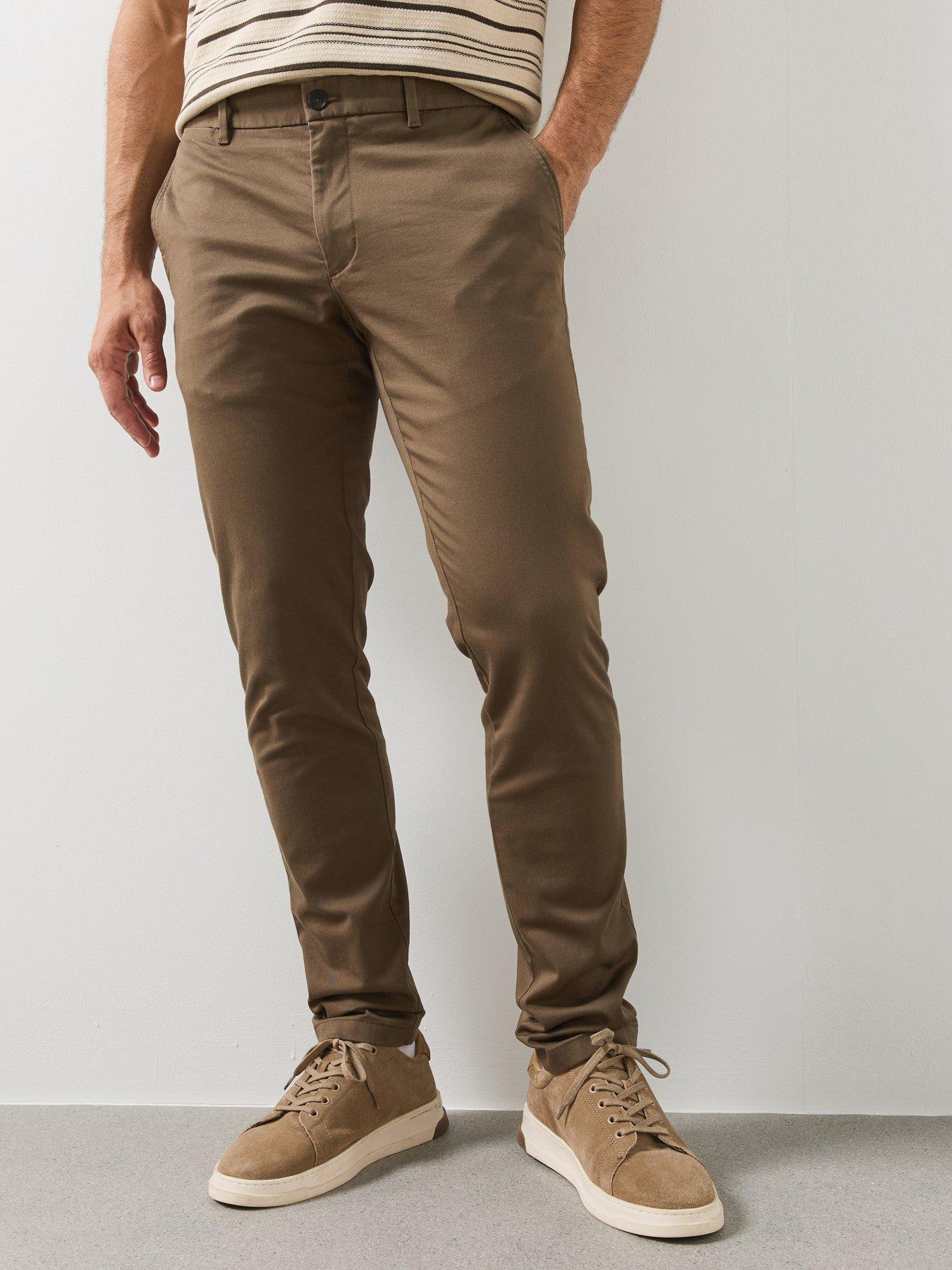 Mango Barna Super Slim Fit Chino Twill Trousers - Brown