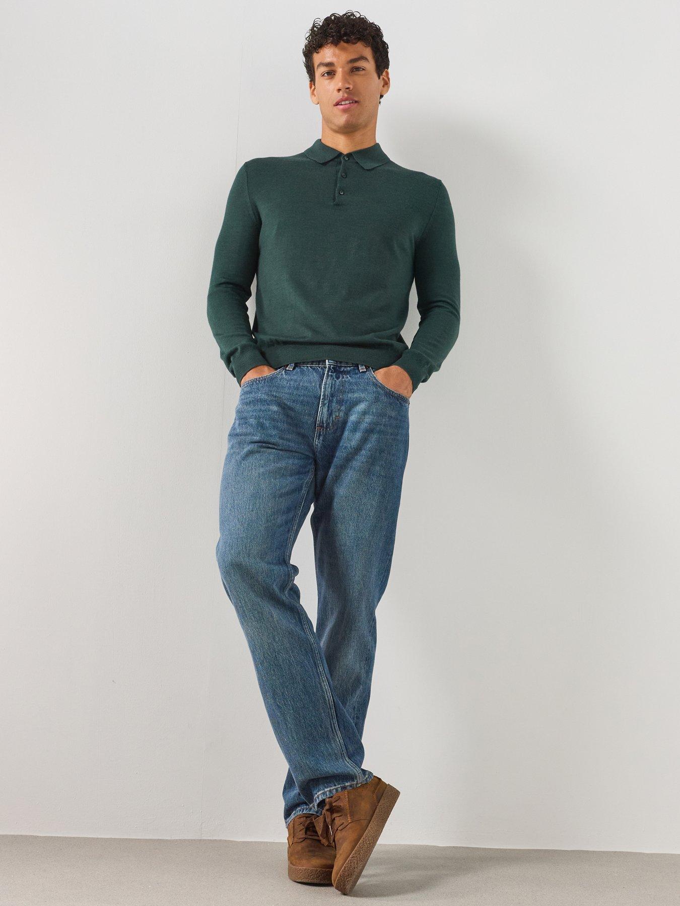 Mango Men's Regular Fit Cotton Denim Jeans - Blue