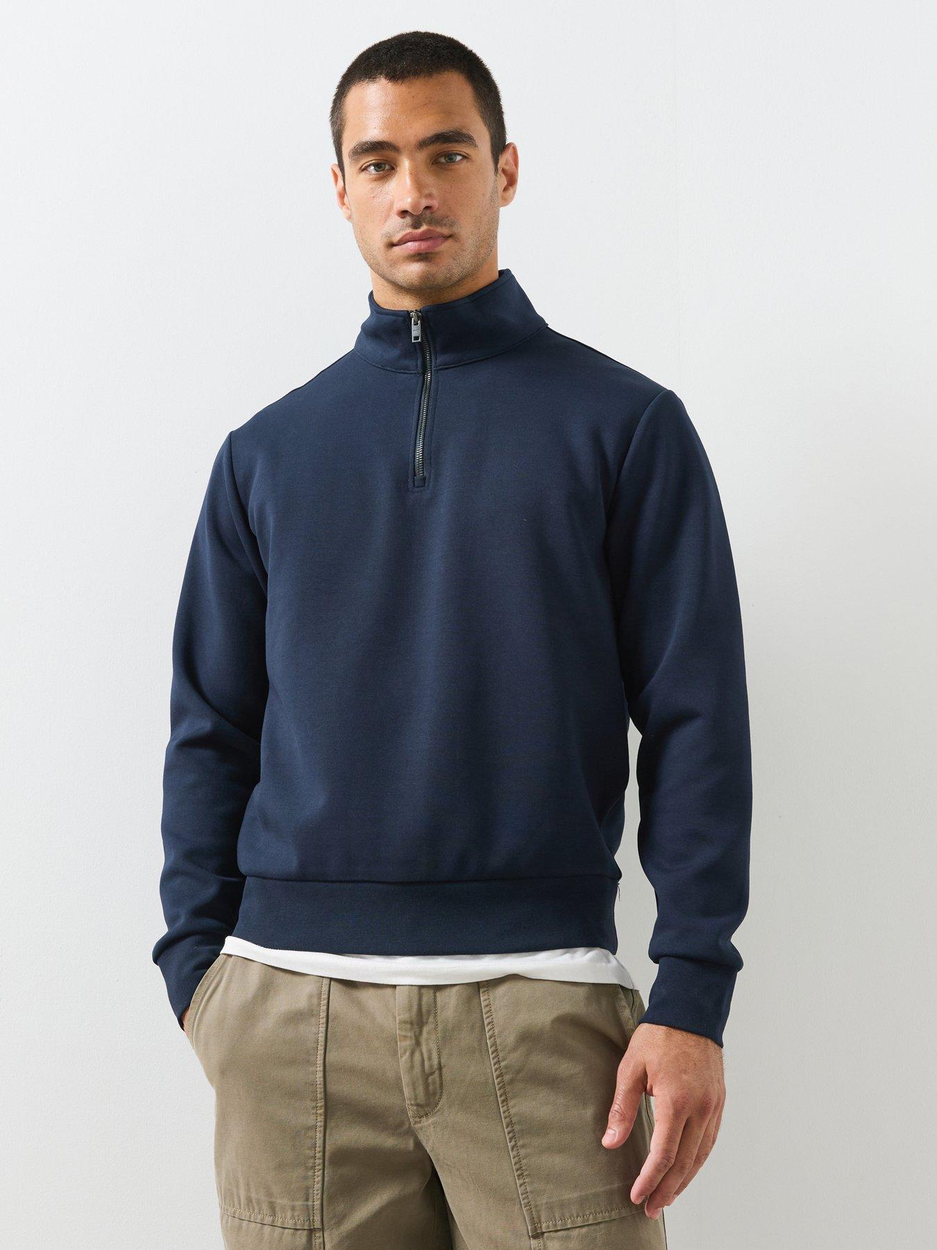 Mango Cotton Blend Sweatshirt Zipper - Blue