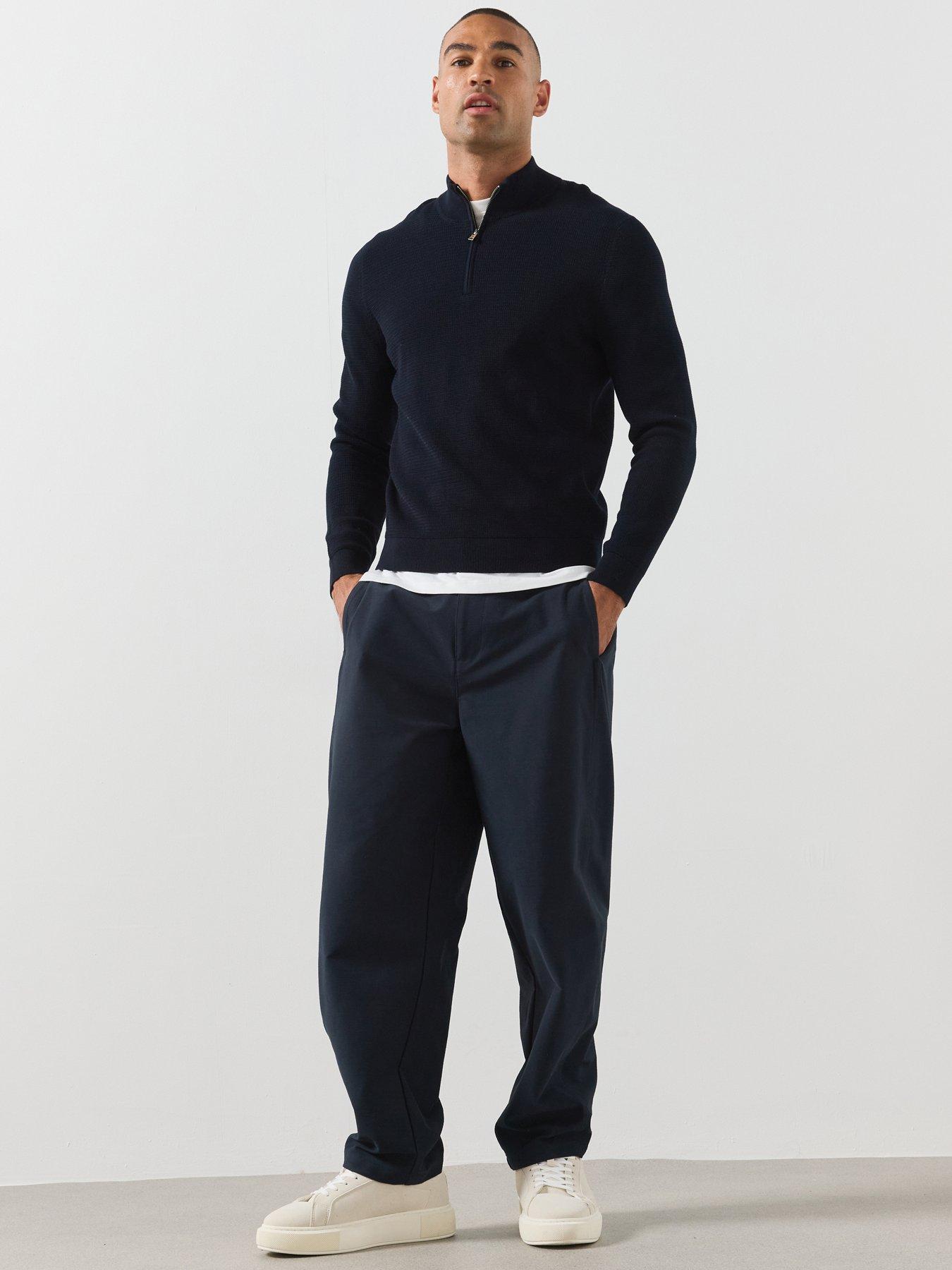 Mango Fine-knit Sweater With Zip - Navy