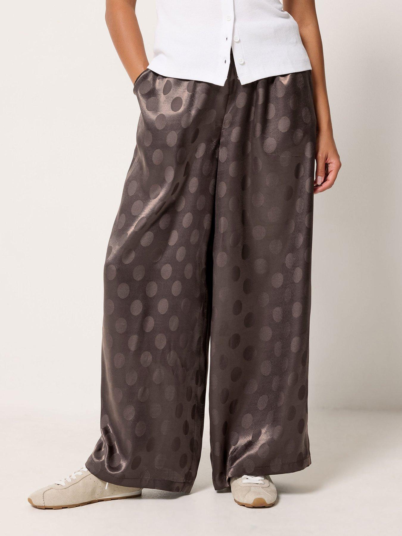 Image 1 of 4 of PixieGirl Petite Spot Satin Trouser