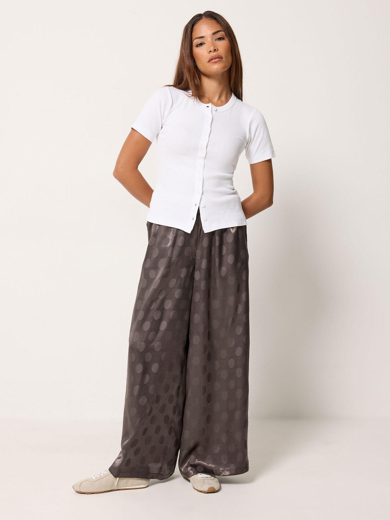 Image 3 of 4 of PixieGirl Petite Spot Satin Trouser