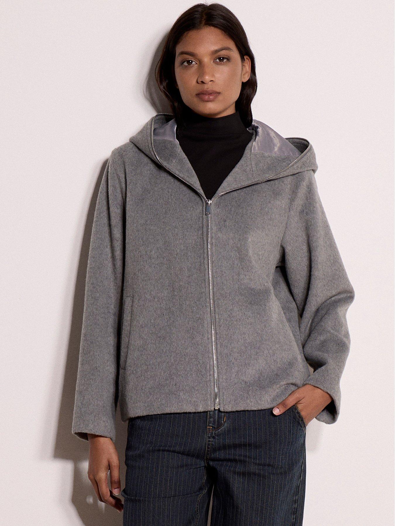 Apricot Apricot Full Zip Hooded Wool Jacket
