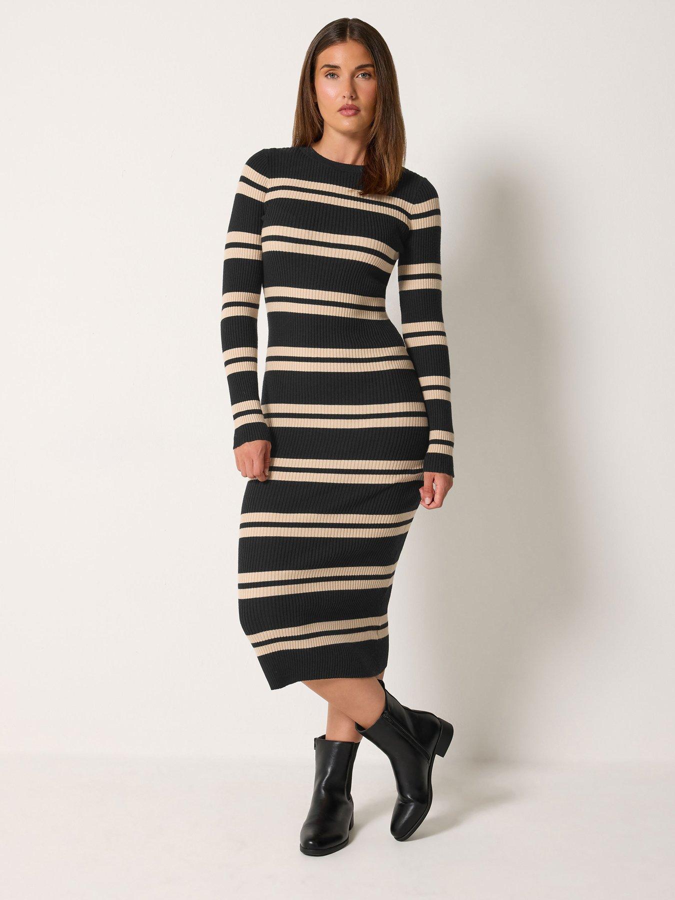 Image 1 of 4 of Long Tall Sally Tall Stripe Ribbed Knit Dress