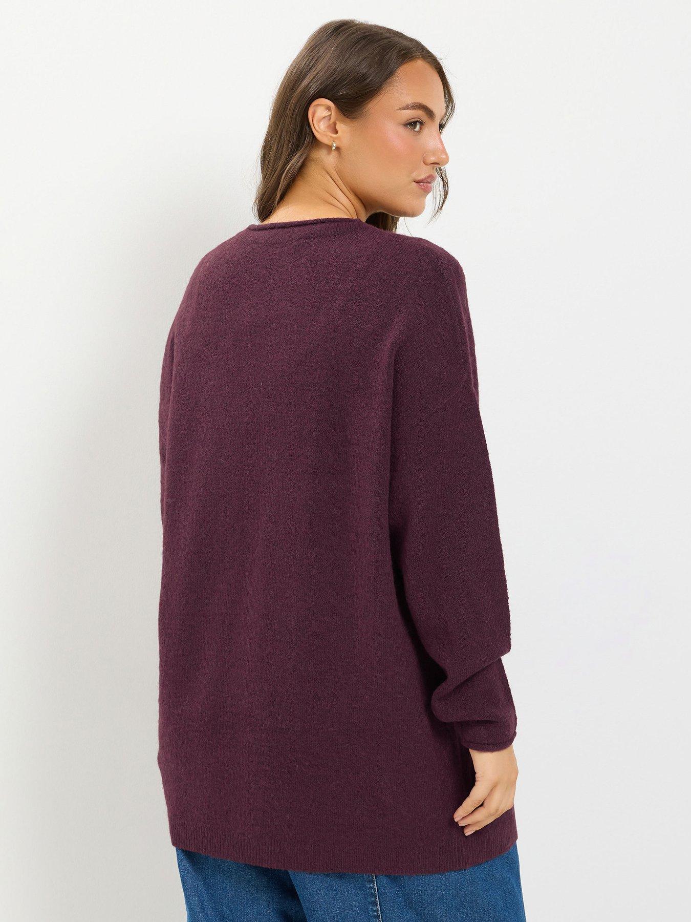 Image 2 of 4 of Yours Womens Plus Size Soft Touch Longline Open-Front Cardigan - Burgundy