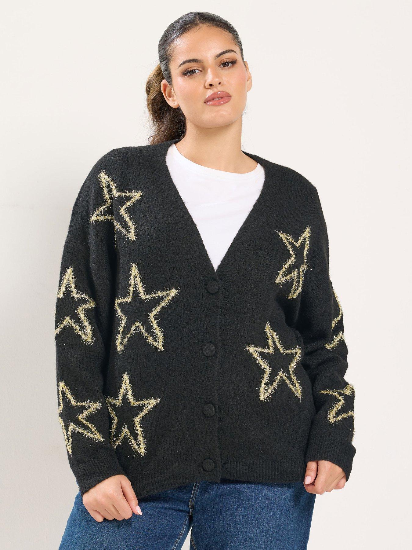 Image 1 of 4 of Yours Curve Tinsel Star Cardigan