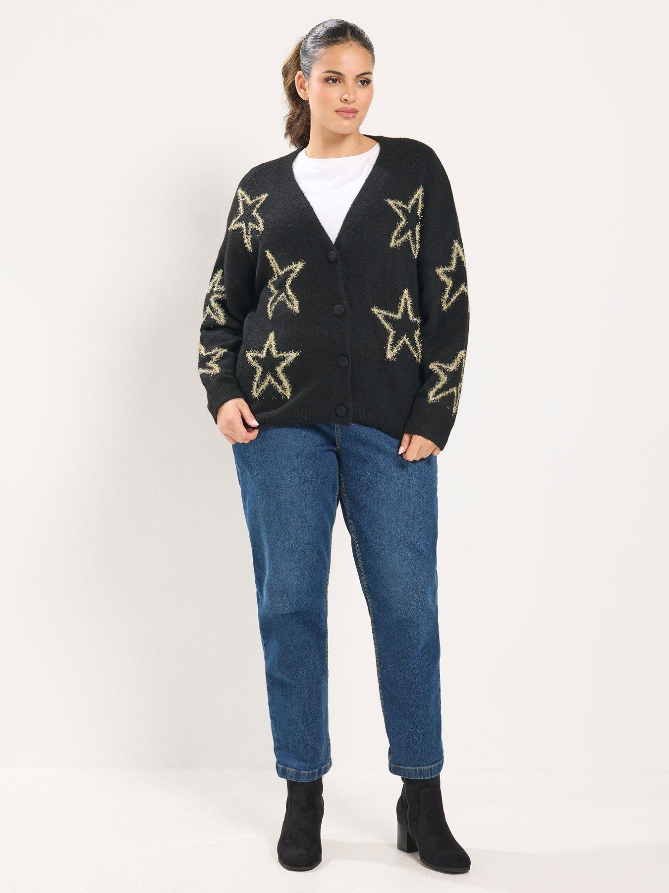 Image 3 of 4 of Yours Curve Tinsel Star Cardigan
