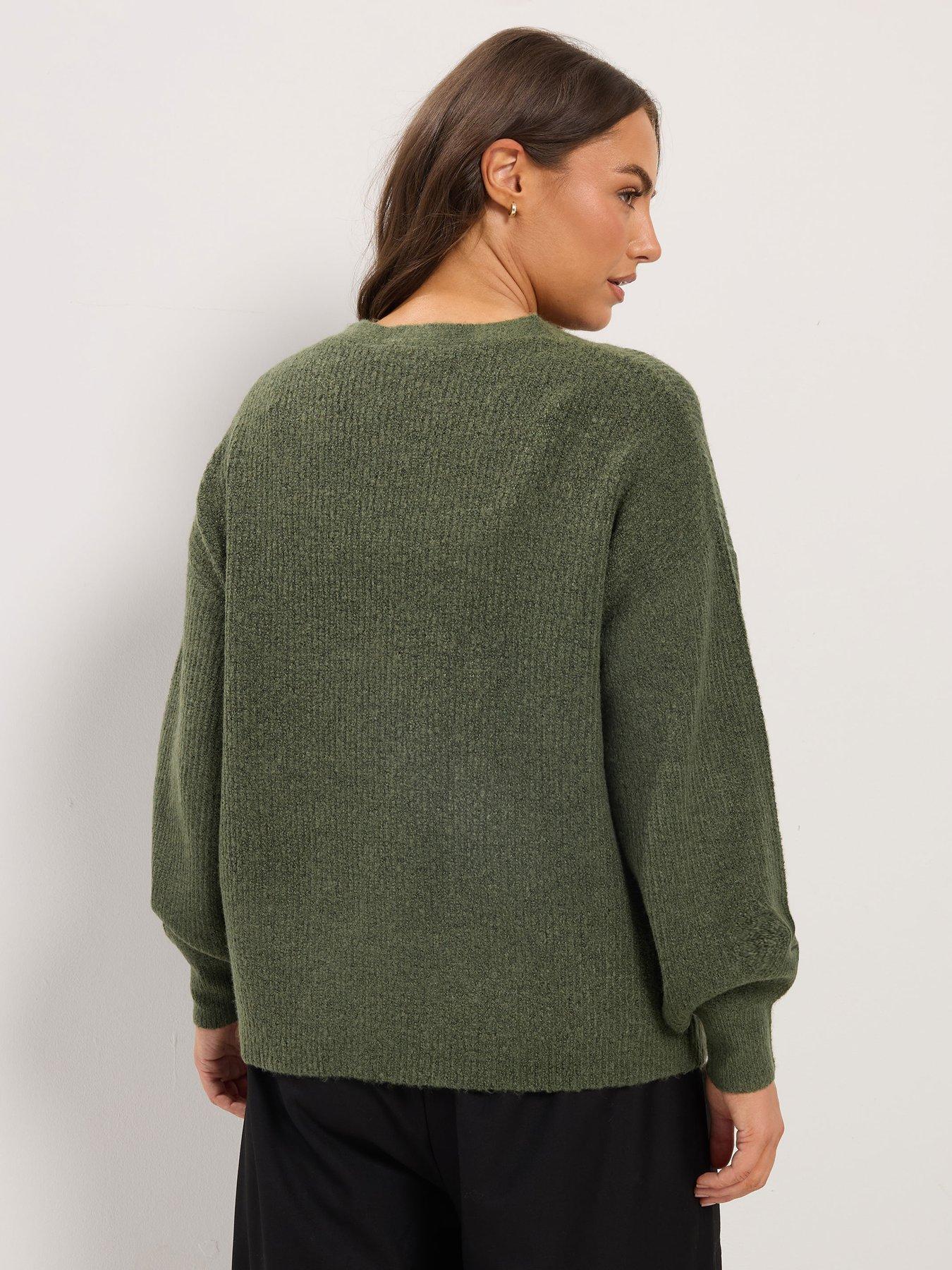Image 2 of 4 of Yours Womens Curve Tie-Front V-Neck Cardigan - Green