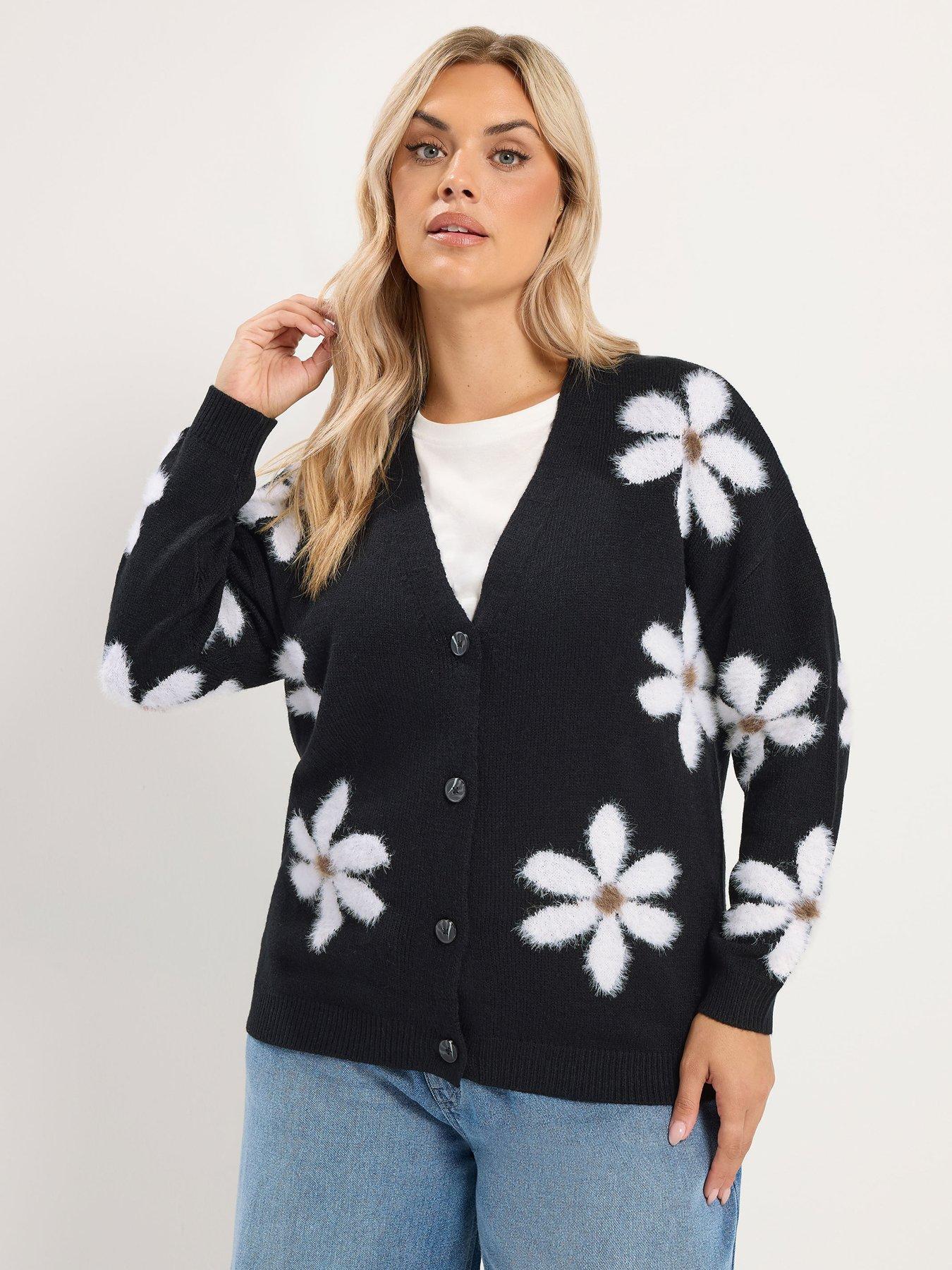 Image 1 of 4 of Yours Curve Fluffy Floral Cardigan