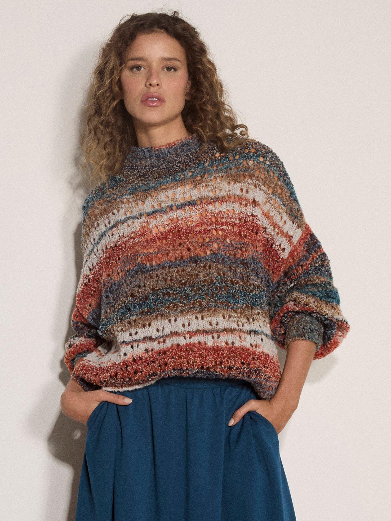 Apricot Apricot Mix Yarn Distressed Boho Jumper
