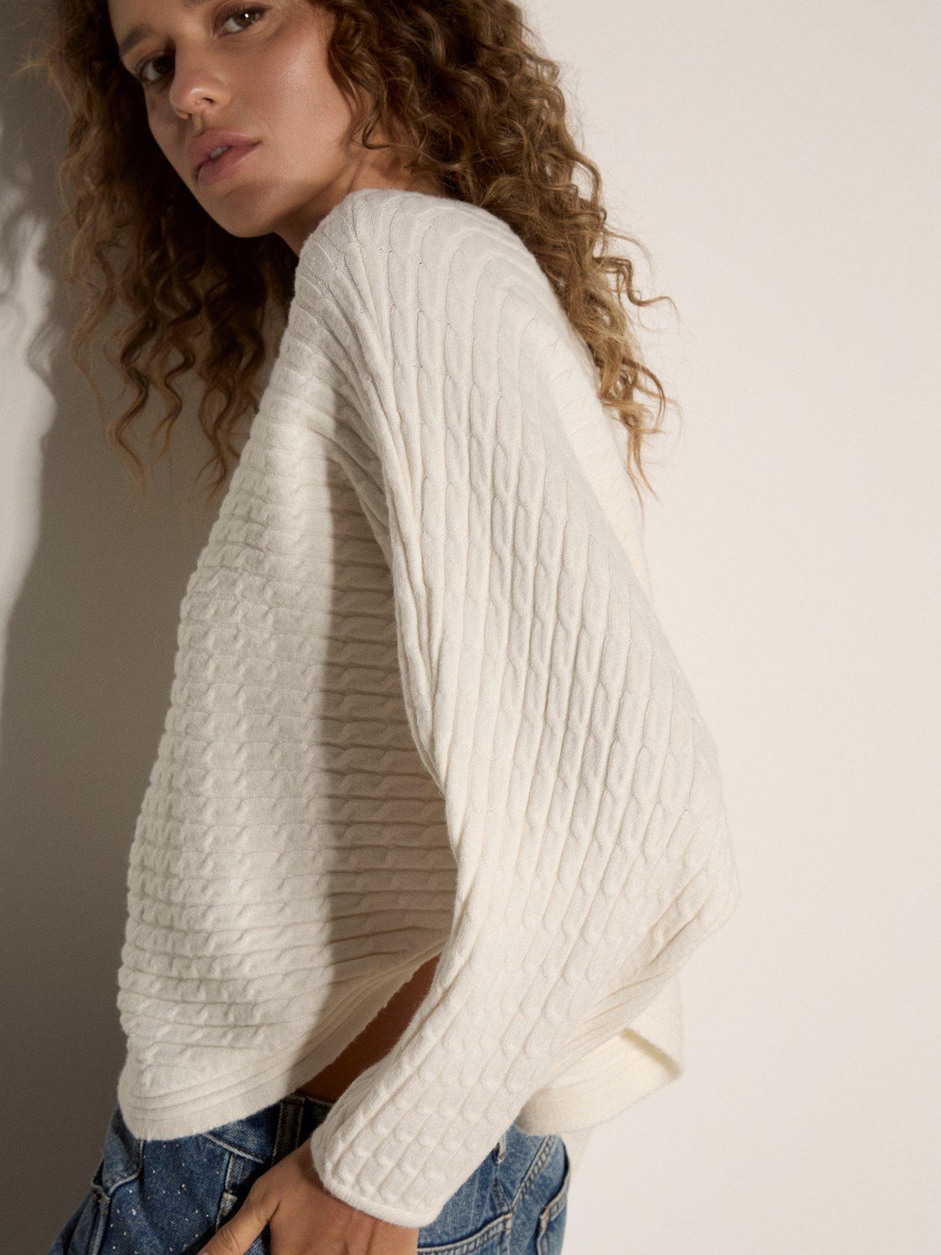 Image 4 of 4 of Apricot Cable Stripe Batwing Jumper - Cream