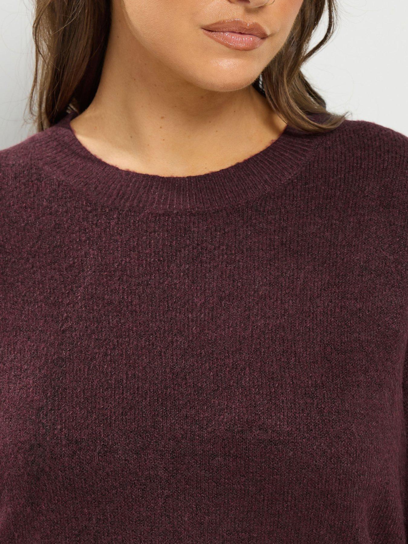 Image 4 of 4 of Yours Curve Crew Neck Soft Touch Jumper - Burgundy