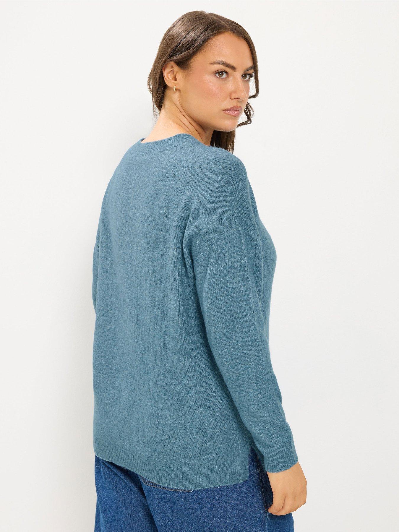 Image 2 of 4 of Yours Womens Curve Soft Touch Crew Neck Jumper - Blue