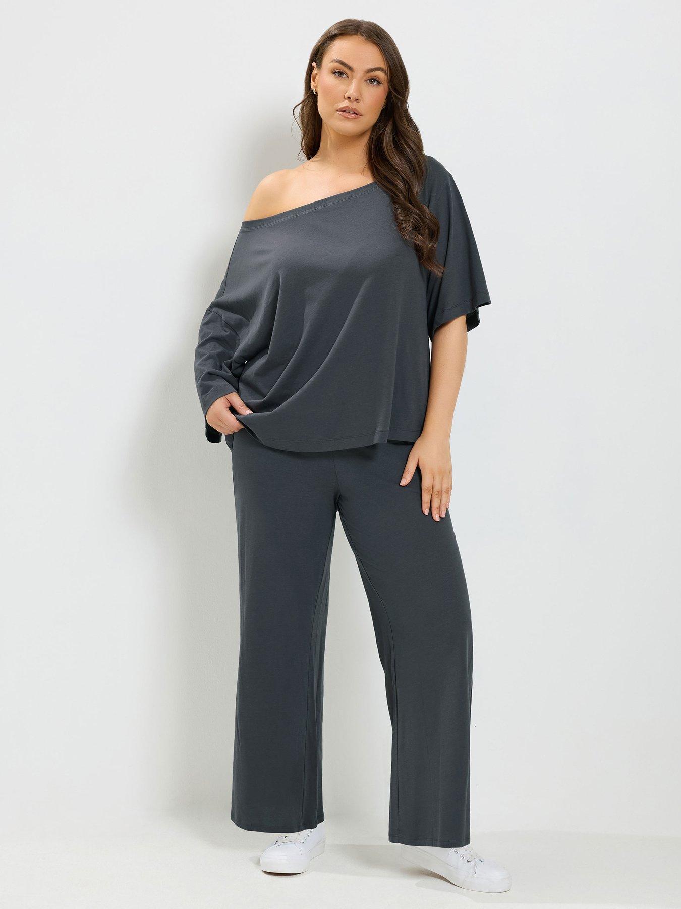 Yours Curve Slash Neck T-shirt  &  Trouser Set