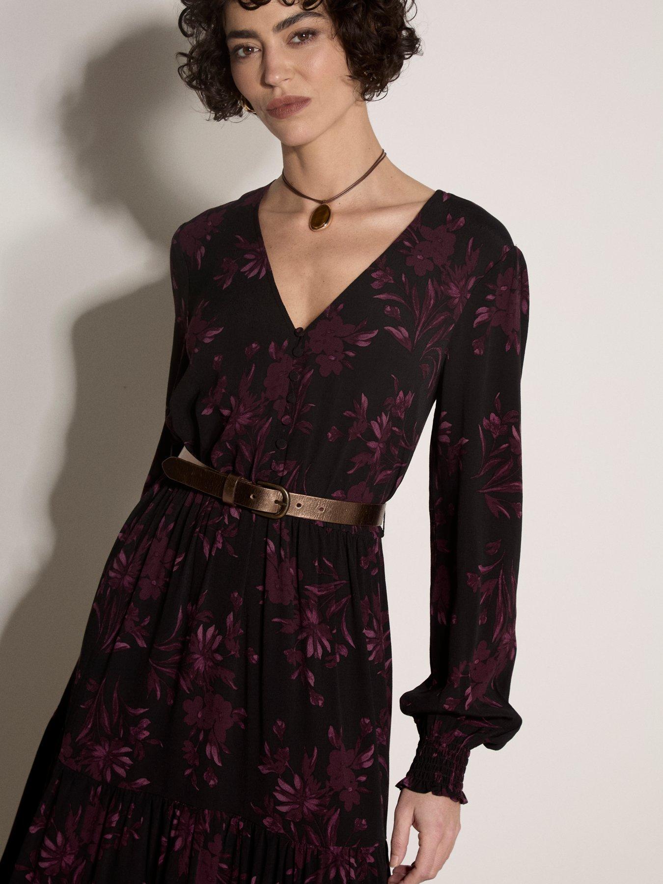 Image 3 of 4 of Apricot Apricot Floral Button Detail Dress