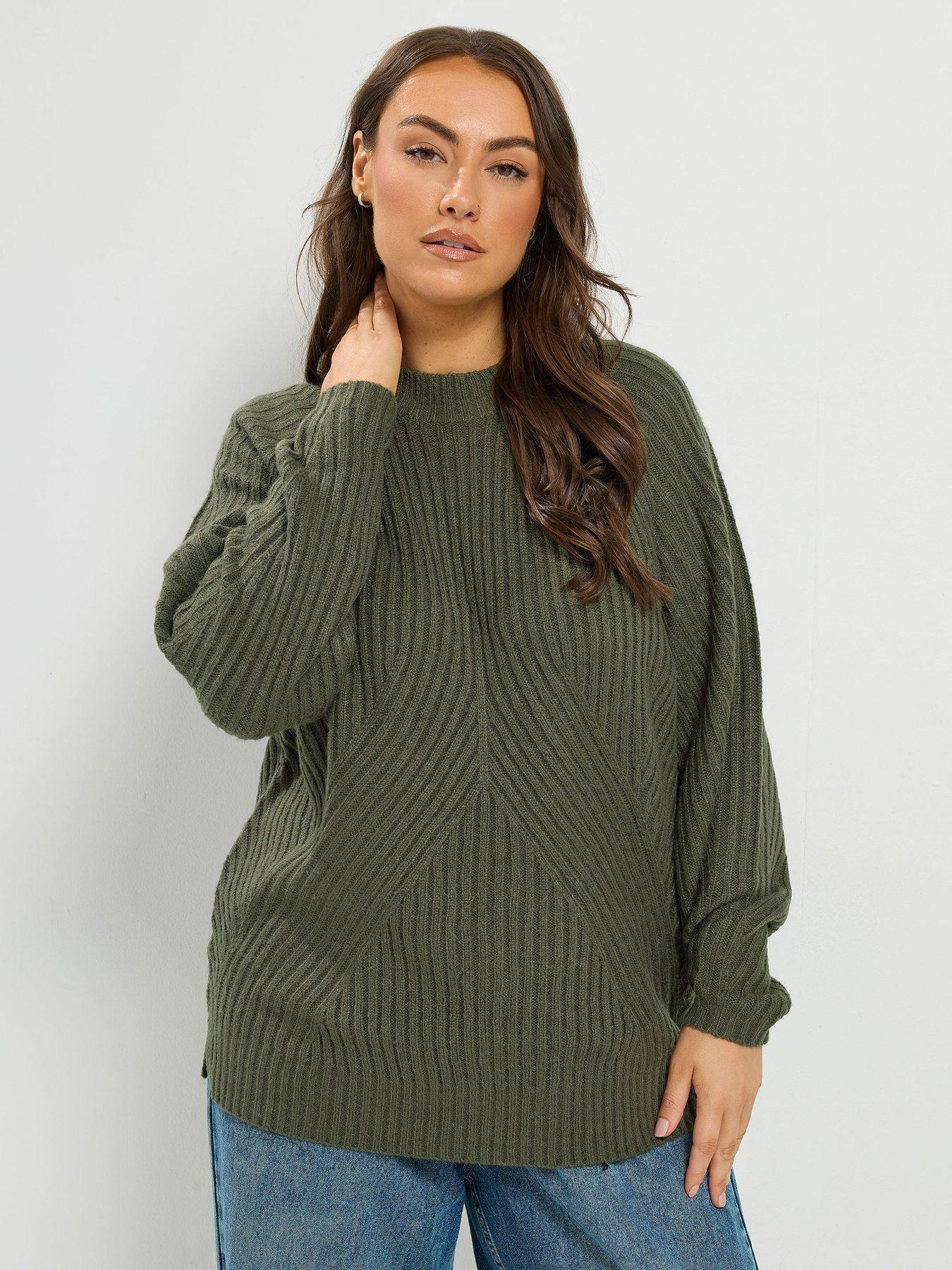 Yours Curve Stitch Design Jumper - Green