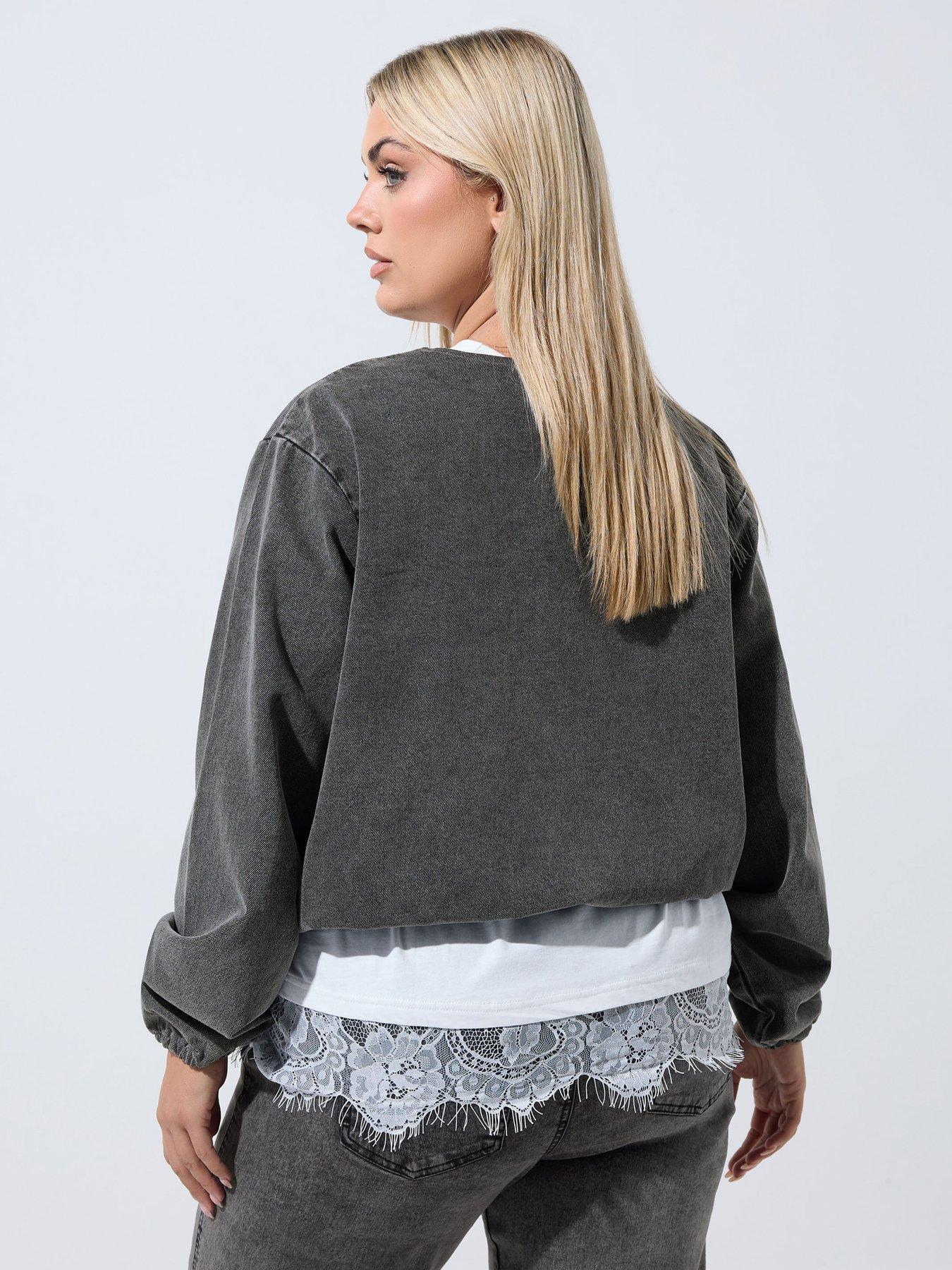 Image 2 of 4 of Yours Womens Curve Barrel Zip-Through Jacket - Grey