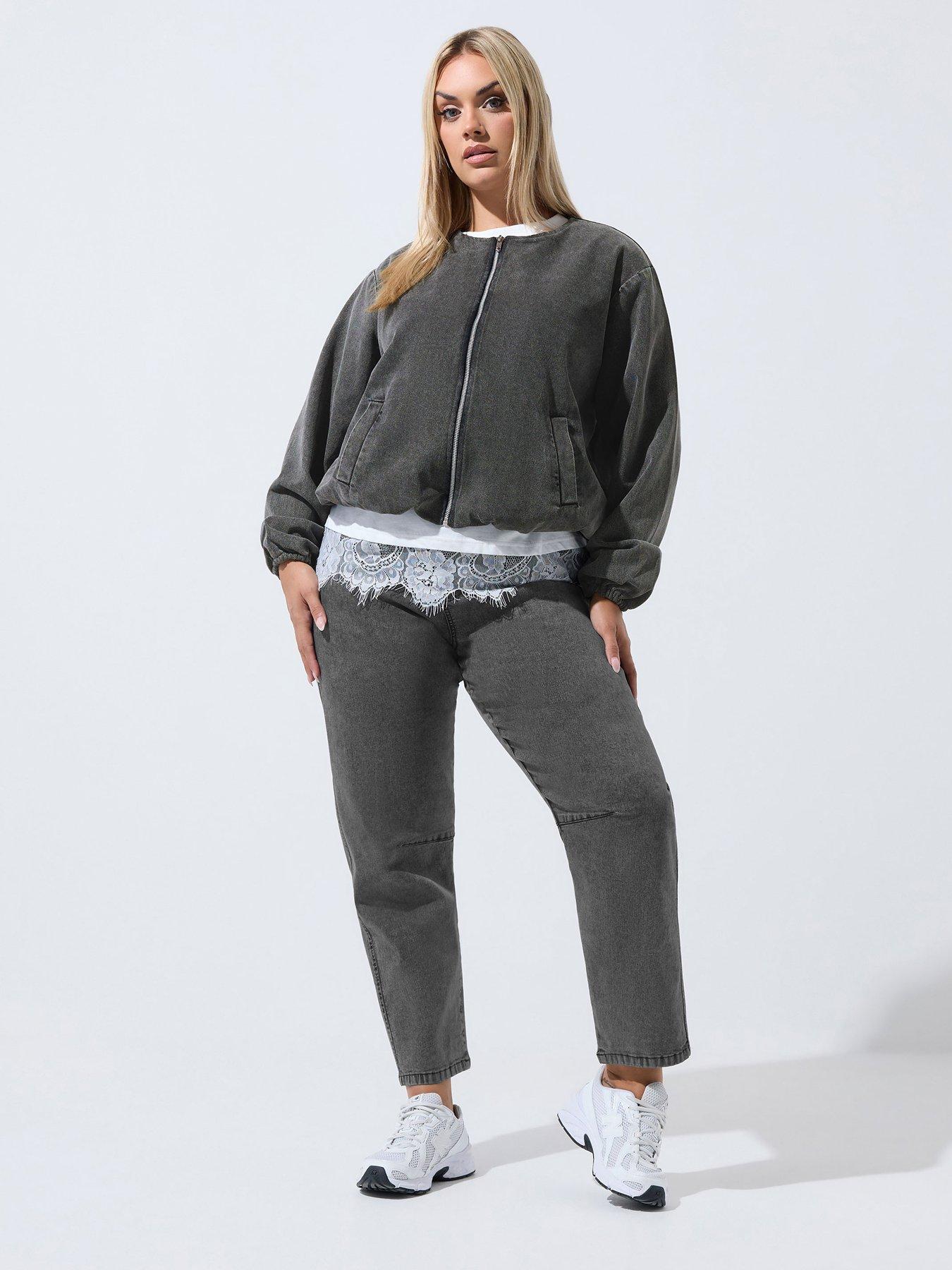Image 3 of 4 of Yours Womens Curve Barrel Zip-Through Jacket - Grey