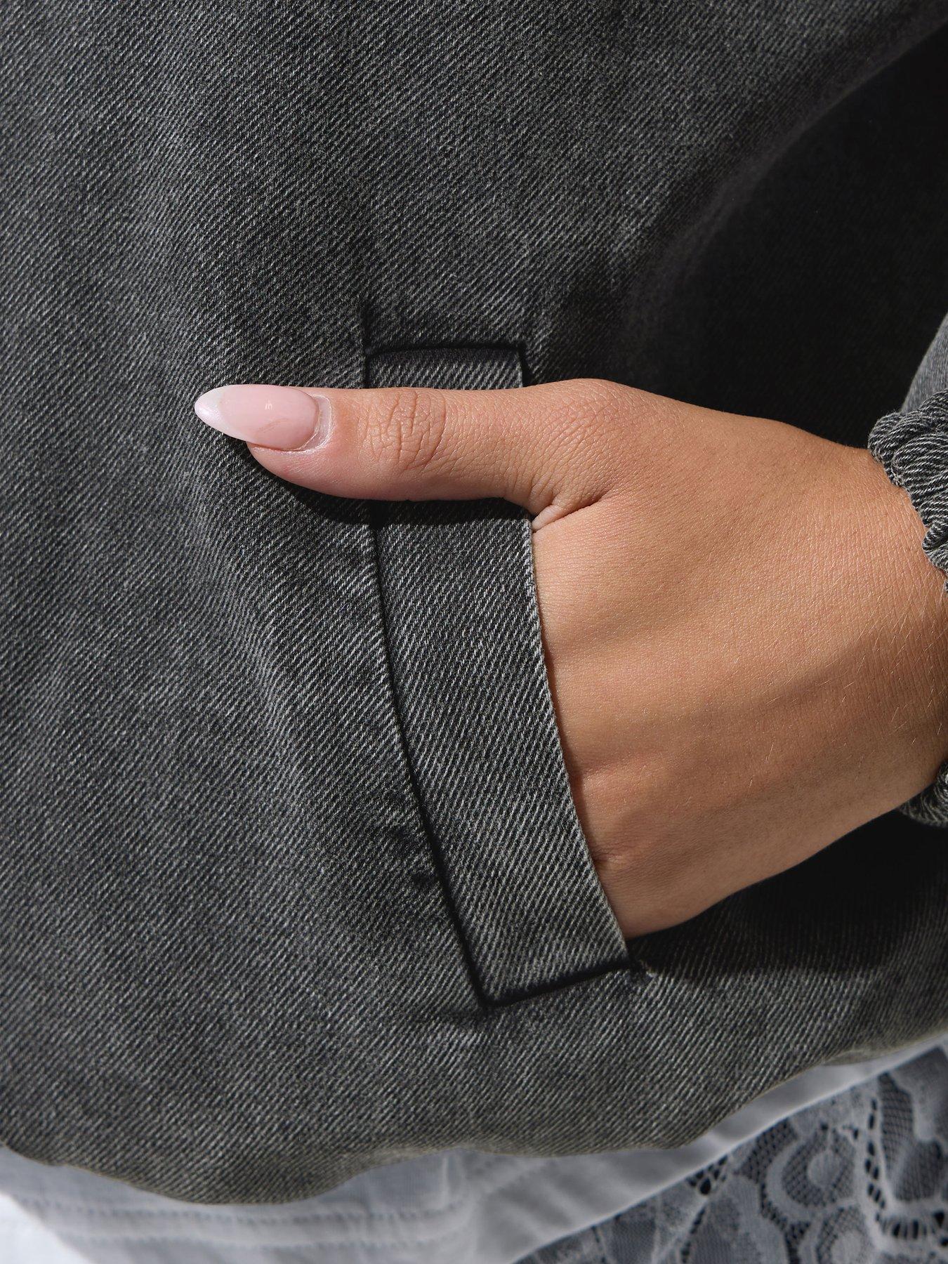 Image 4 of 4 of Yours Womens Curve Barrel Zip-Through Jacket - Grey