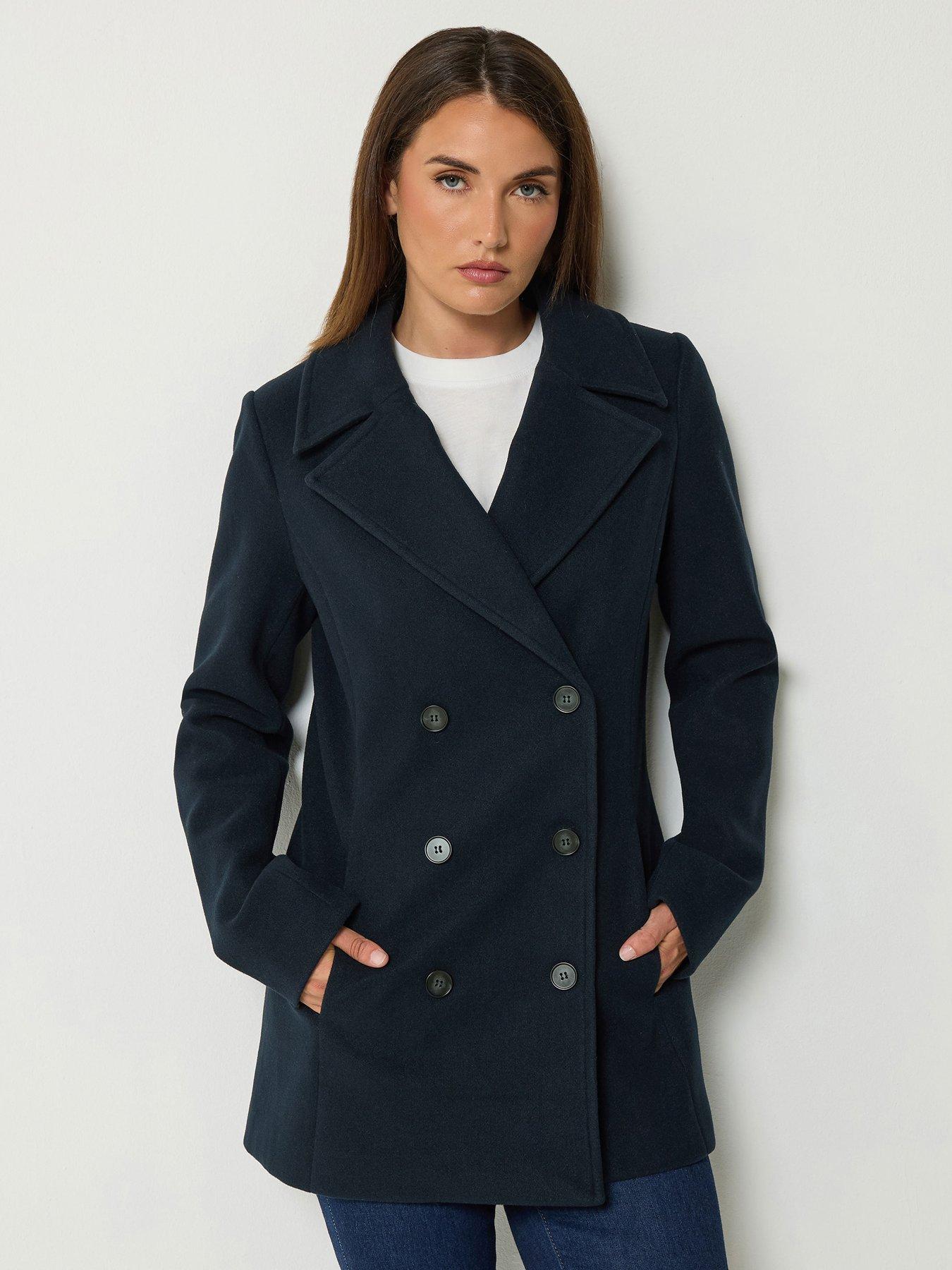 Long Tall Sally Longline Pea Coat - Blue
