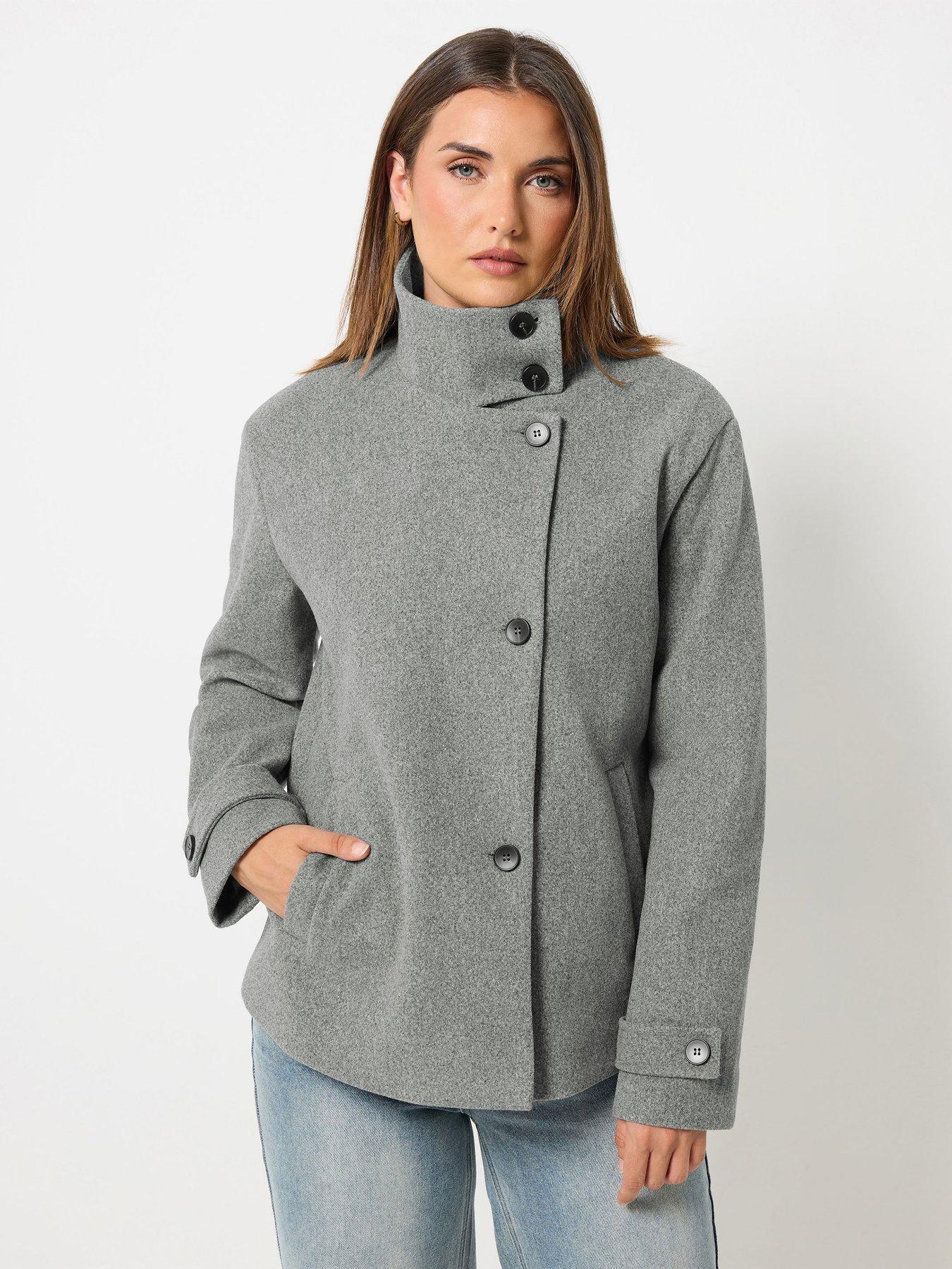 Long Tall Sally Cosy Funnel Neck Jacket - Grey