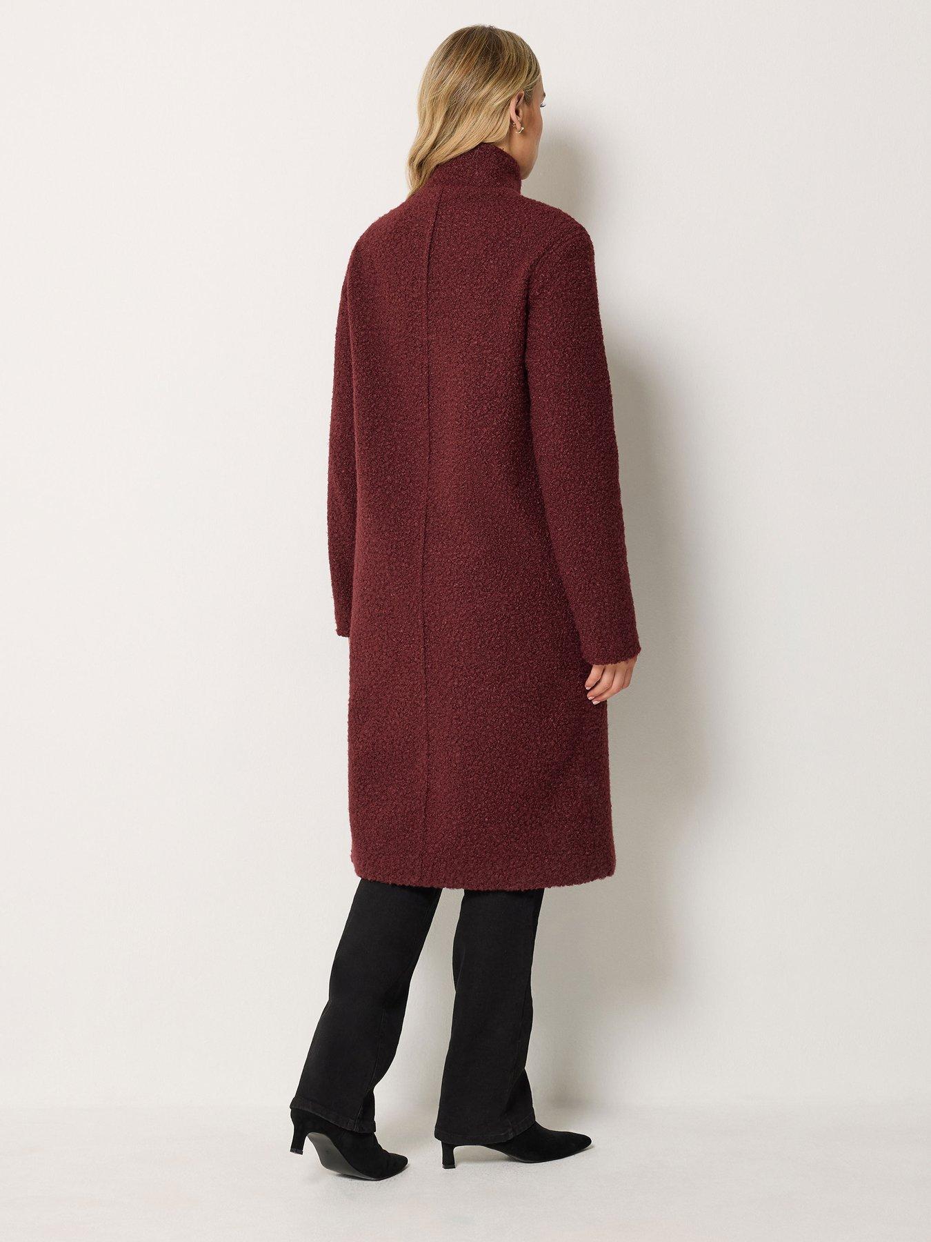 Image 2 of 3 of Long Tall Sally Boucle Funnel Neck Coat - Red