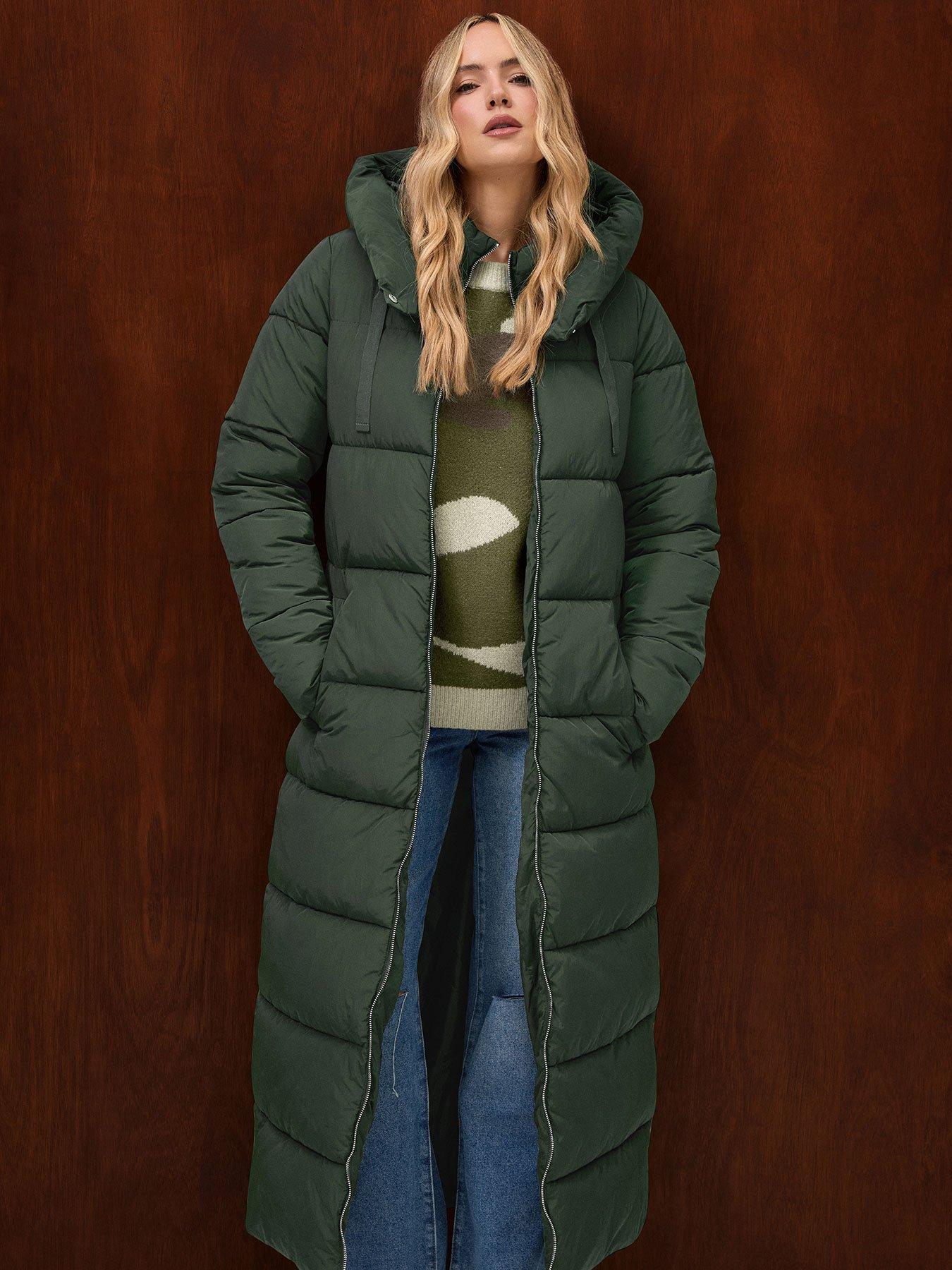 Long Tall Sally Maxi Padded Coat - Green