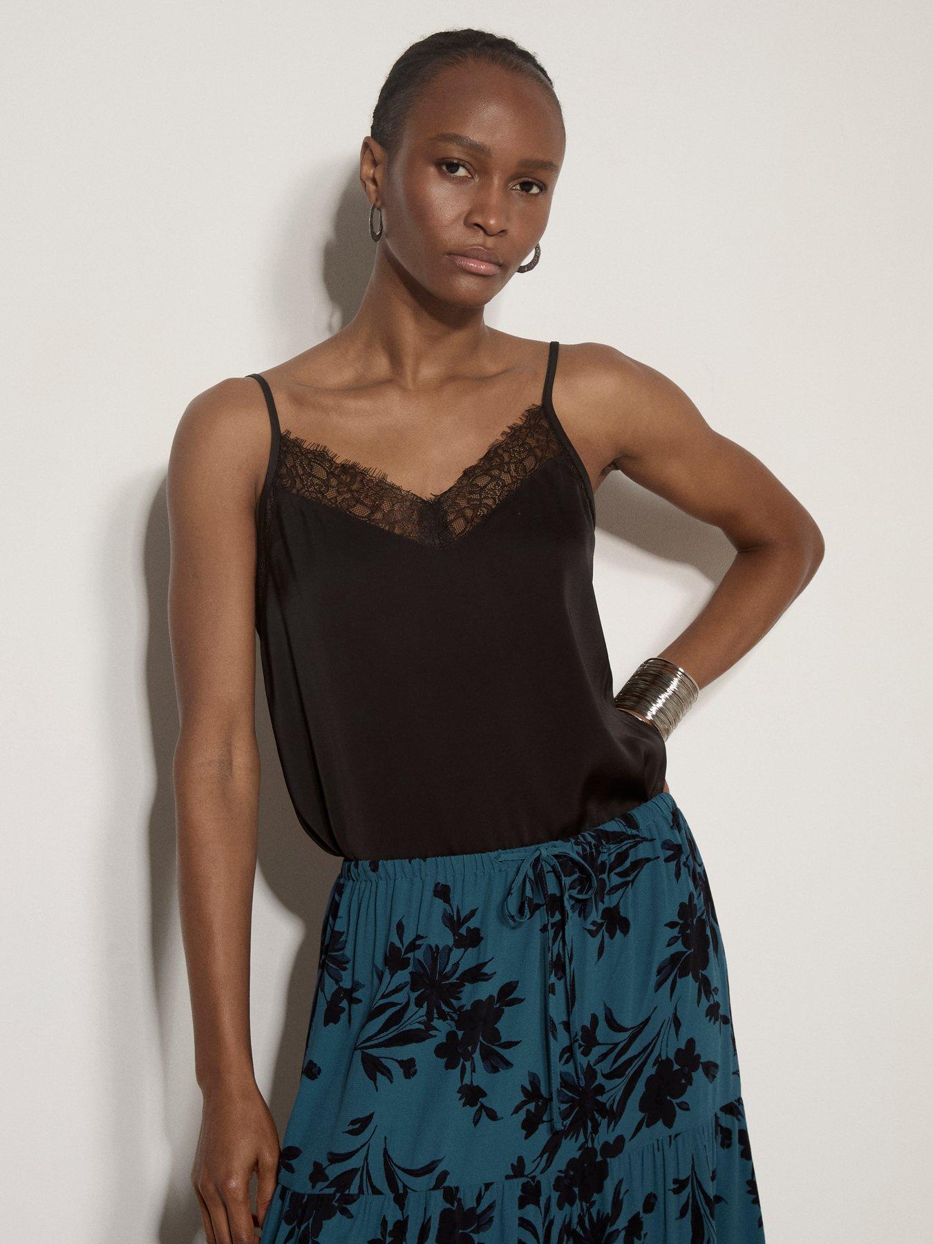 Apricot Apricot Satin Lace Detail Cami Top