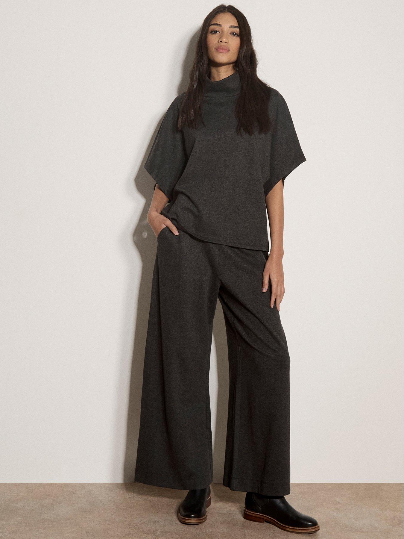 Image 3 of 4 of Apricot Apricot Herringbone Roll Neck Cape Top