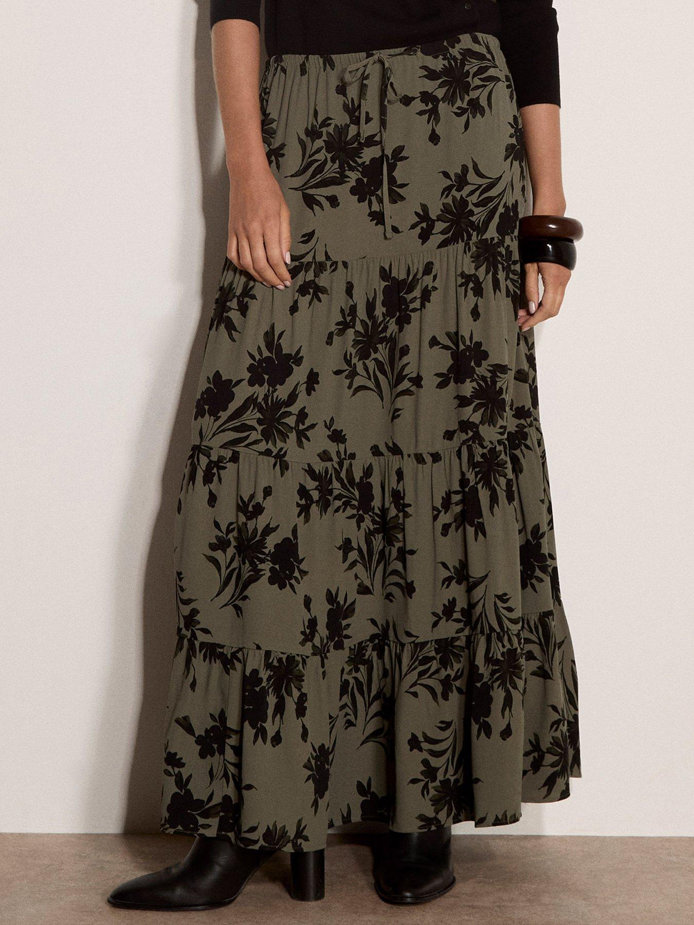 Apricot Apricot Silhouette Floral Tiered Skirt