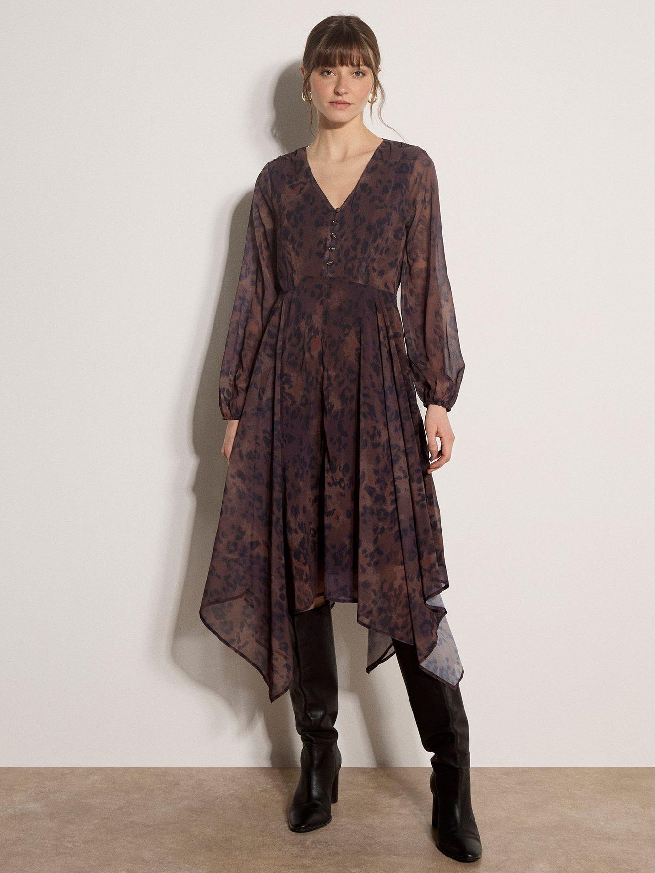 Apricot Apricot Brushed Distressed Leopard Dress