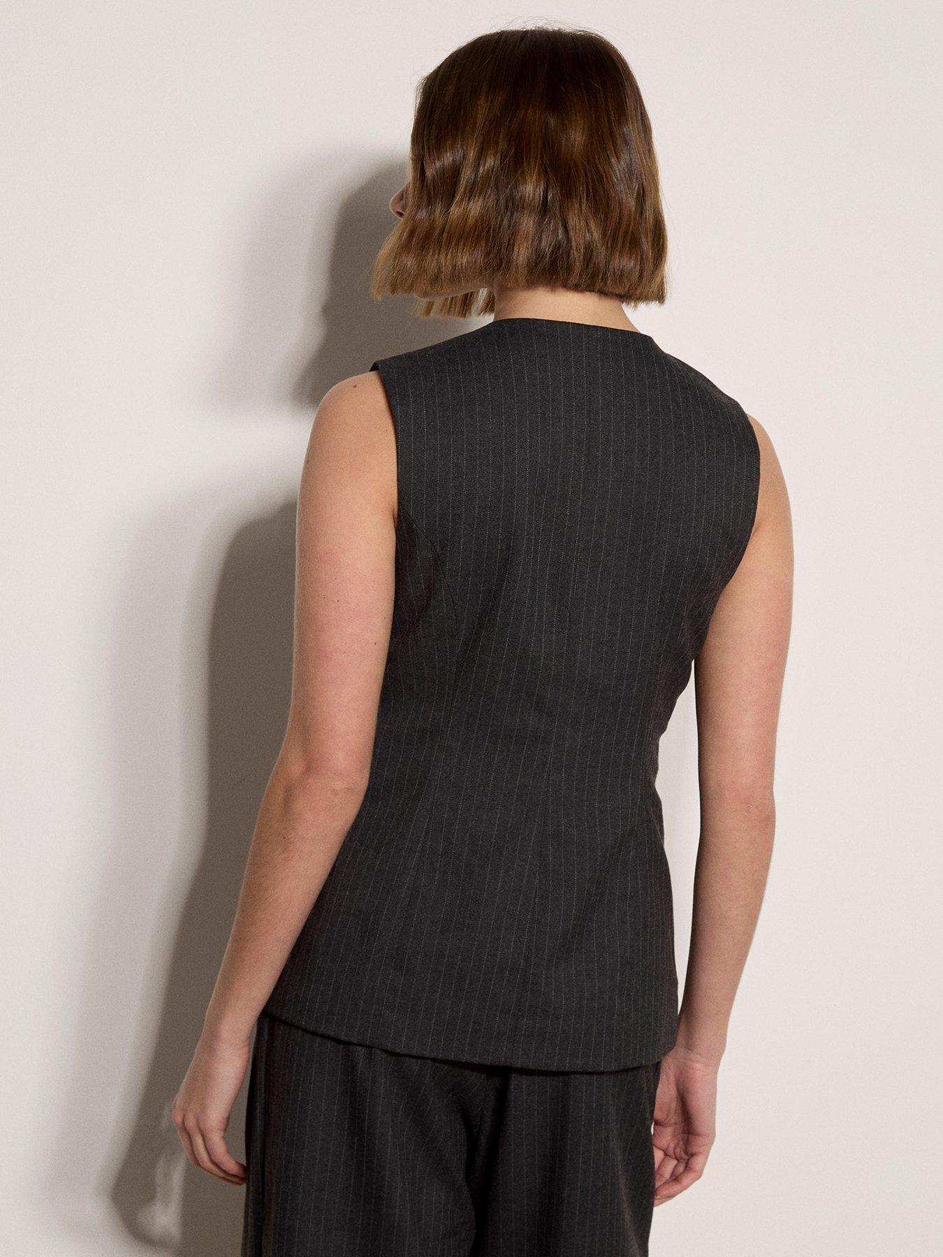 Image 2 of 4 of Apricot Apricot Pinstripe High Neck Tailored Top