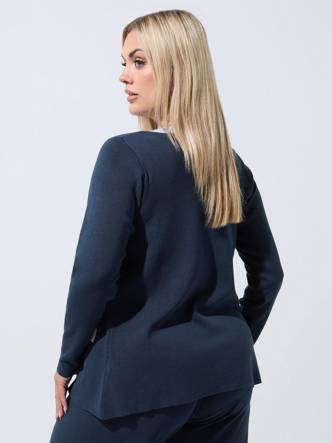 Image 2 of 4 of Yours Curve Contrast Detail Long Sleeve Top