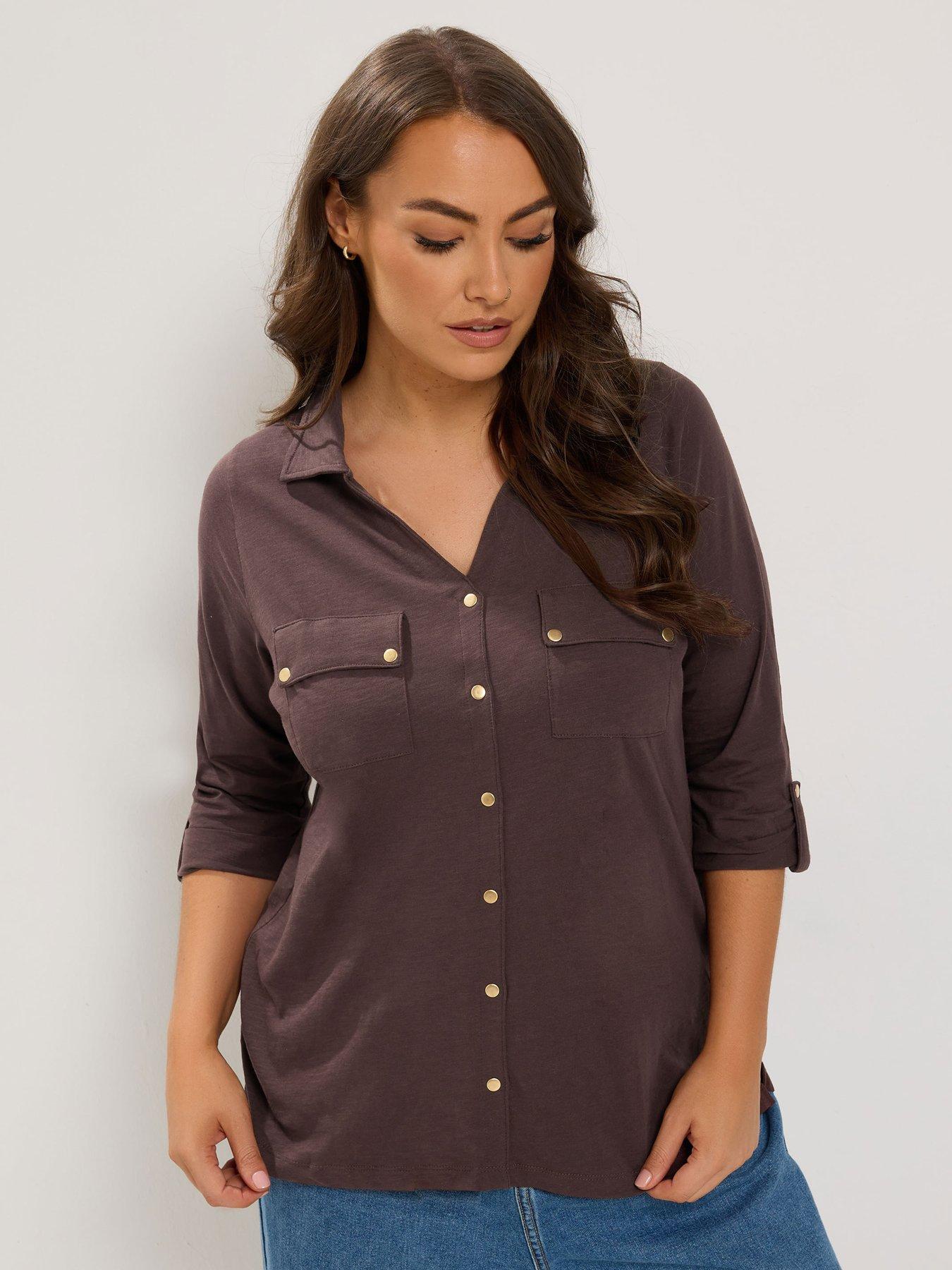 Yours Curve Jersey Full Placket Shirt