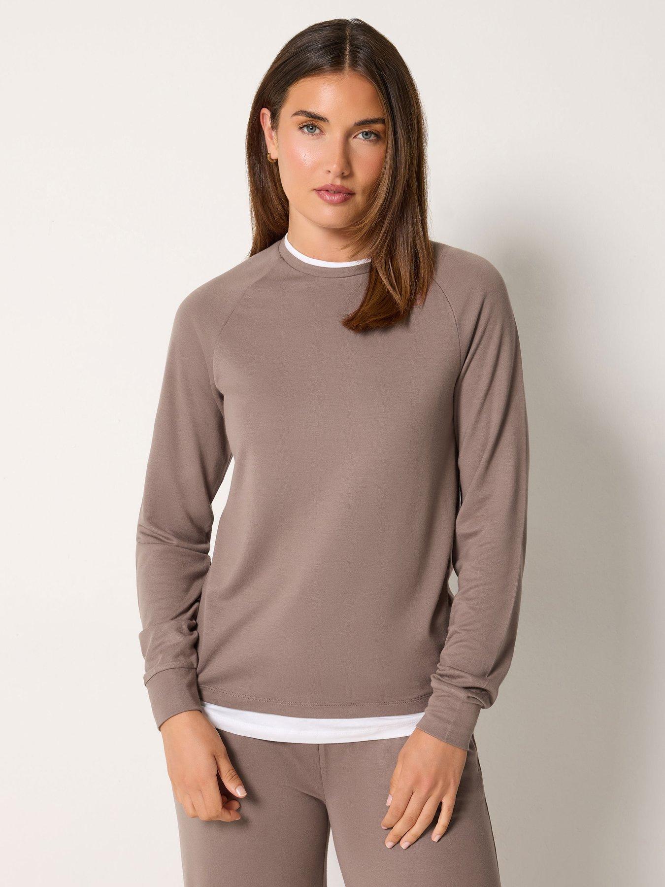 Image 1 of 4 of Long Tall Sally High Collar 2 In 1 Sweatshirt - Taupe