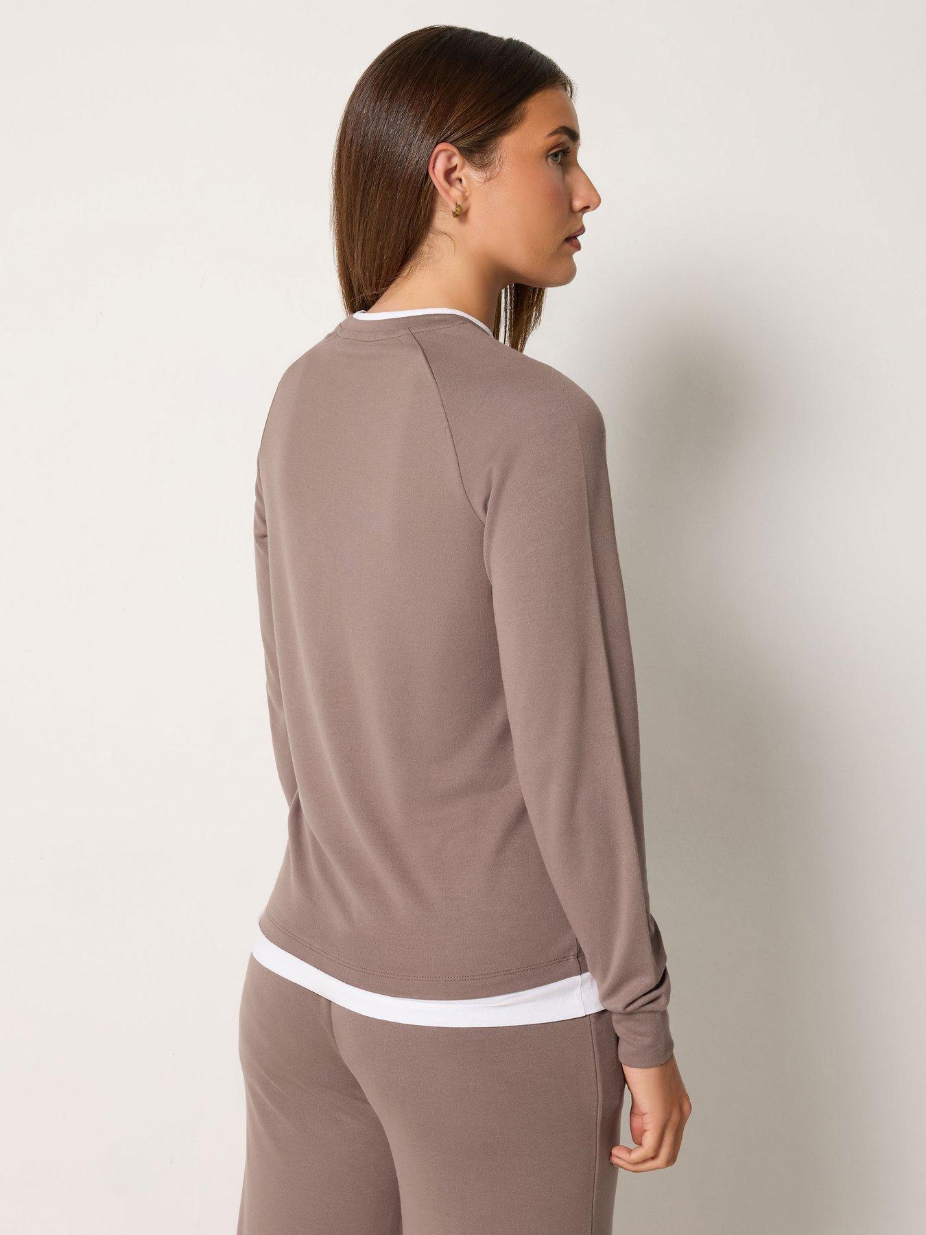 Image 2 of 4 of Long Tall Sally High Collar 2 In 1 Sweatshirt - Taupe