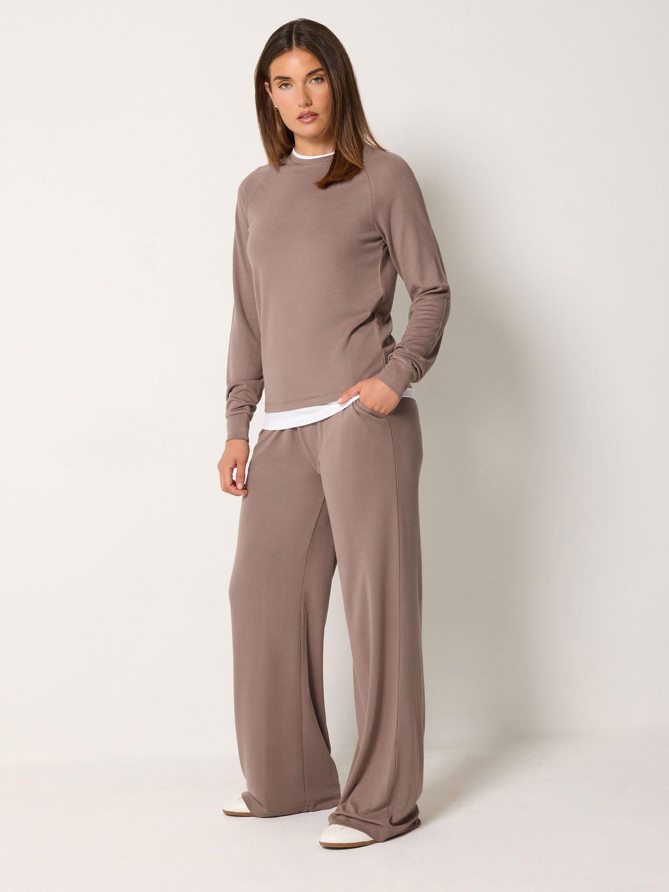 Image 3 of 4 of Long Tall Sally High Collar 2 In 1 Sweatshirt - Taupe