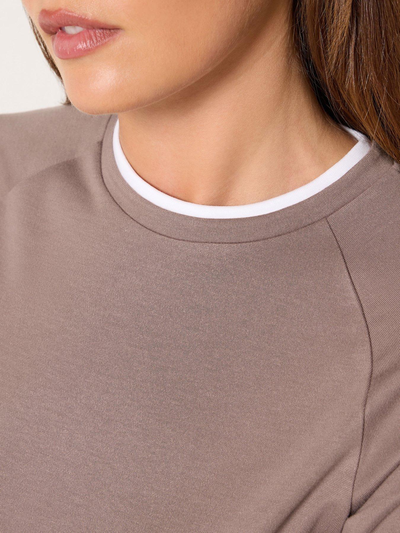 Image 4 of 4 of Long Tall Sally High Collar 2 In 1 Sweatshirt - Taupe