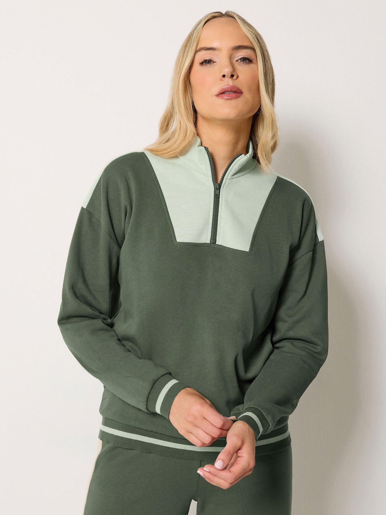 Long Tall Sally Half Zip Colour Block Sweatshirt - Green
