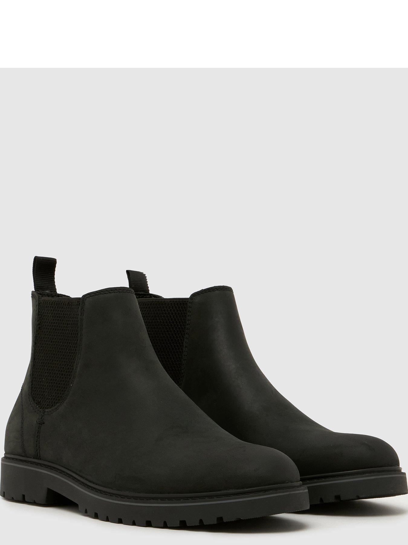 Image 4 of 4 of Schuh Mens Dane Leather Elasticated Chelsea Boots - Black