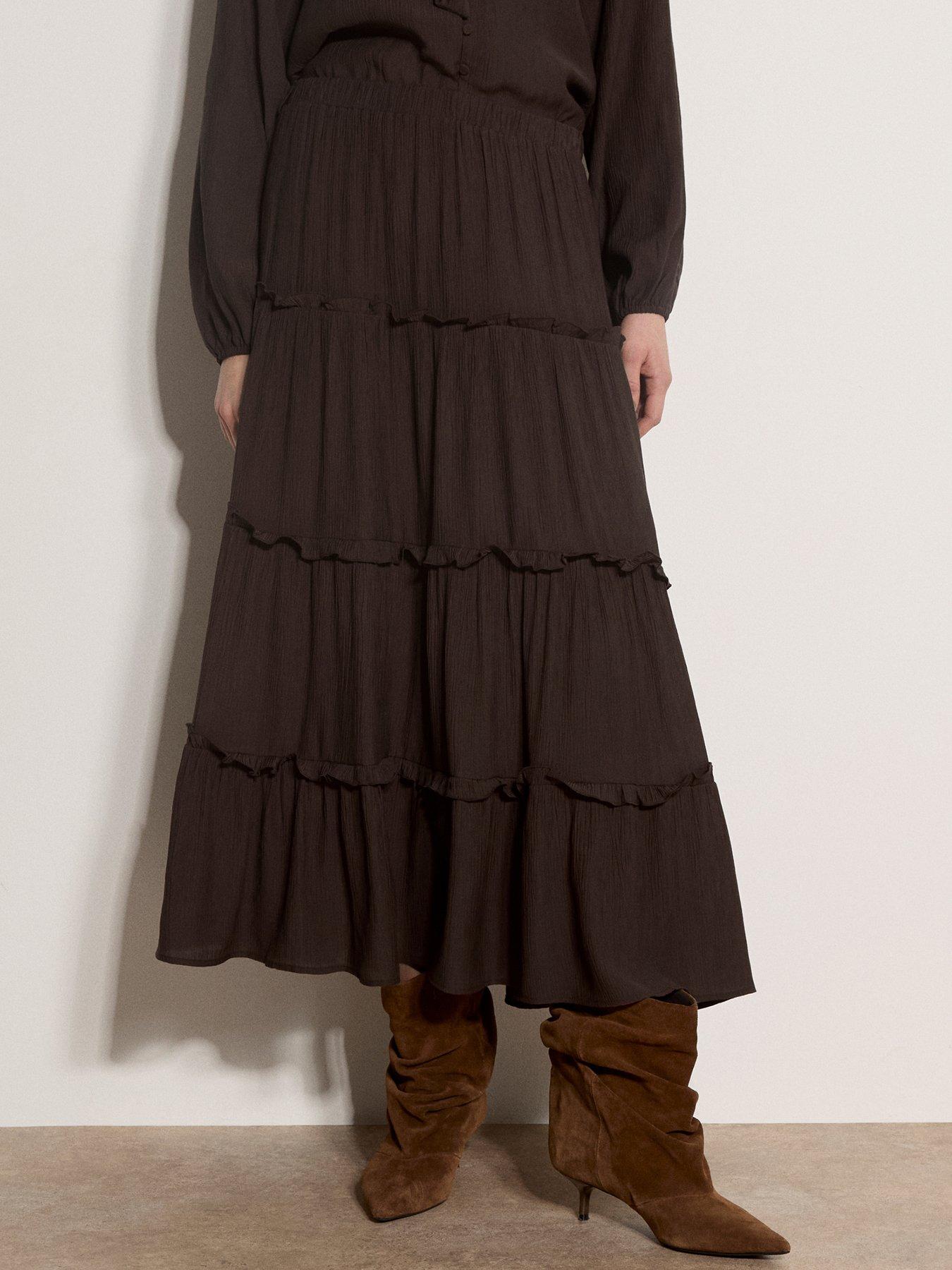 Apricot Apricot Ruffle Tiered Maxi Skirt