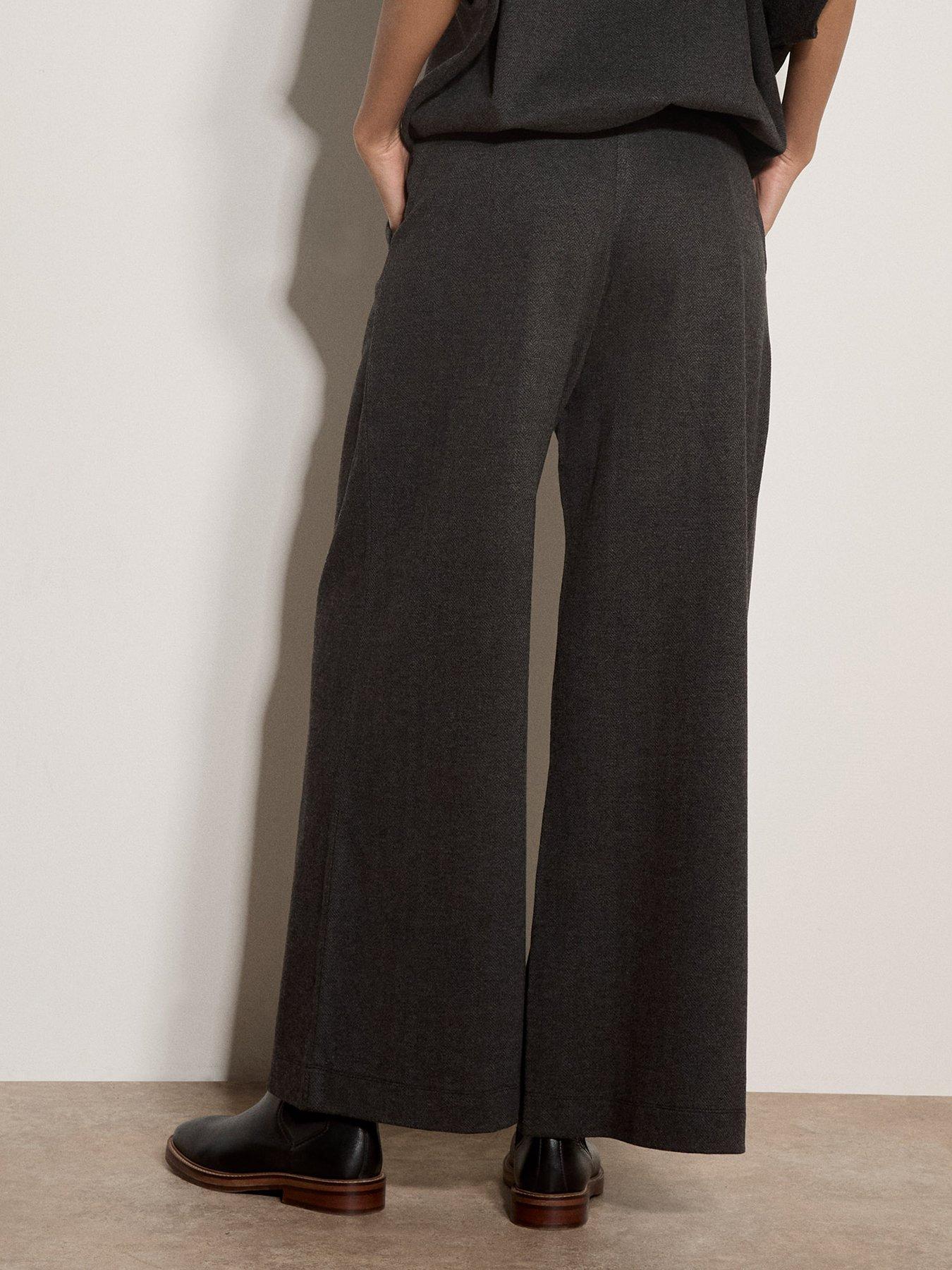 Image 2 of 4 of Apricot Women's Herringbone Wide Leg Trousers - Grey
