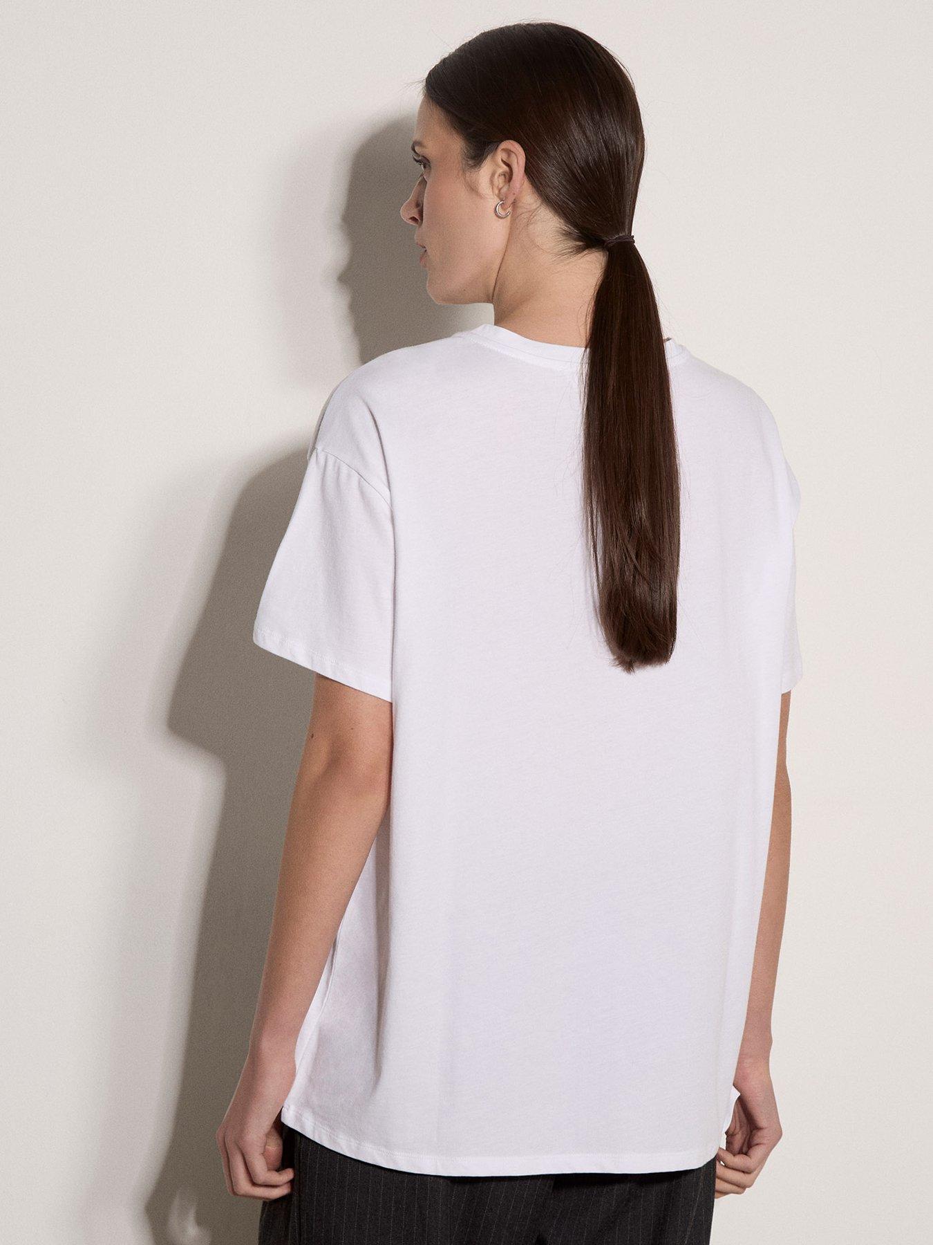 Image 2 of 4 of Apricot Abstract Flower Graphic T-Shirt - White