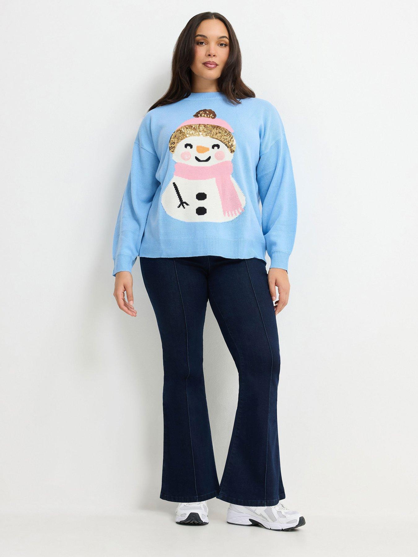 Image 3 of 4 of Yours Curve Snowman Balloon Sleeve Jumper