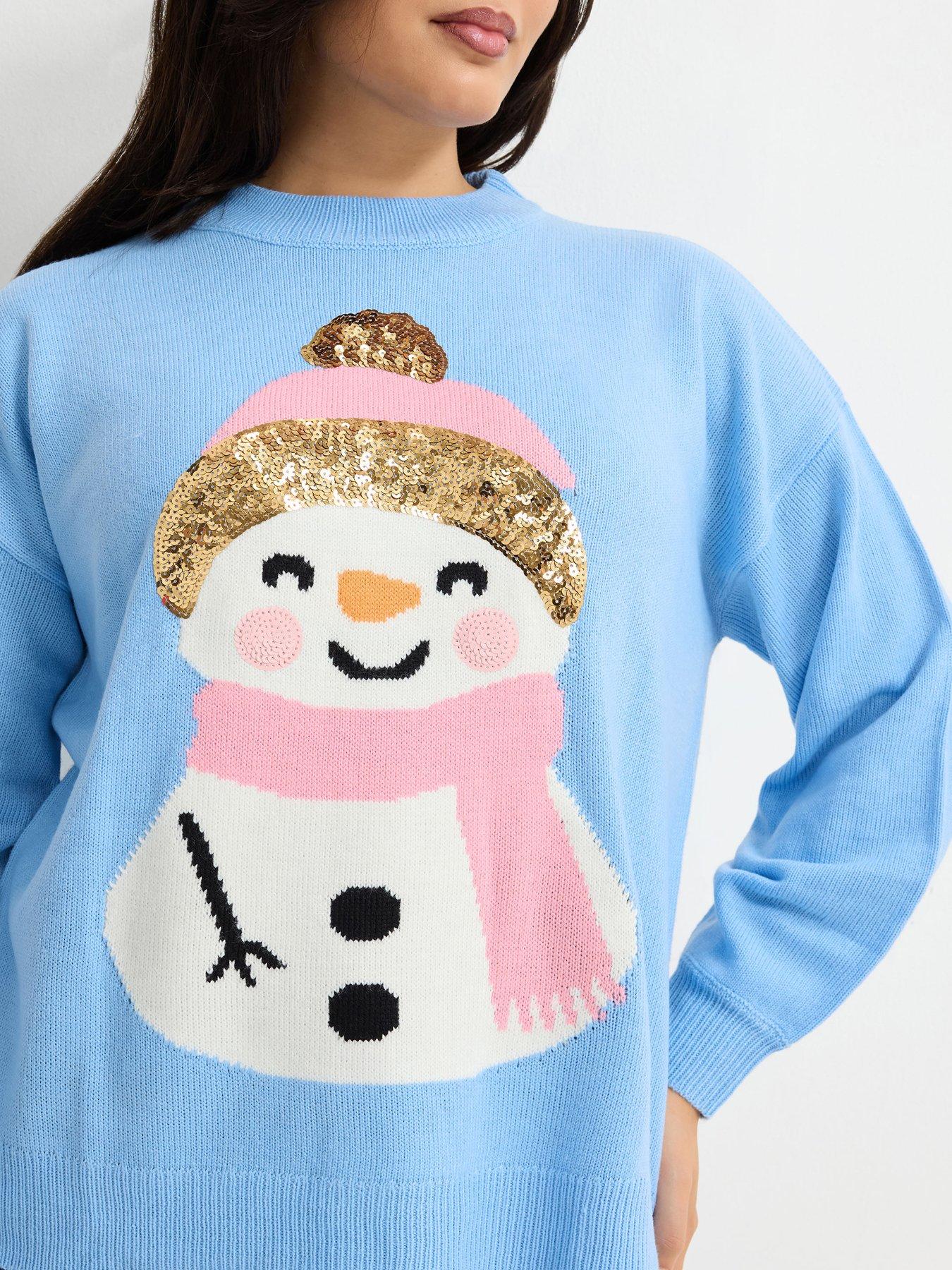 Image 4 of 4 of Yours Curve Snowman Balloon Sleeve Jumper