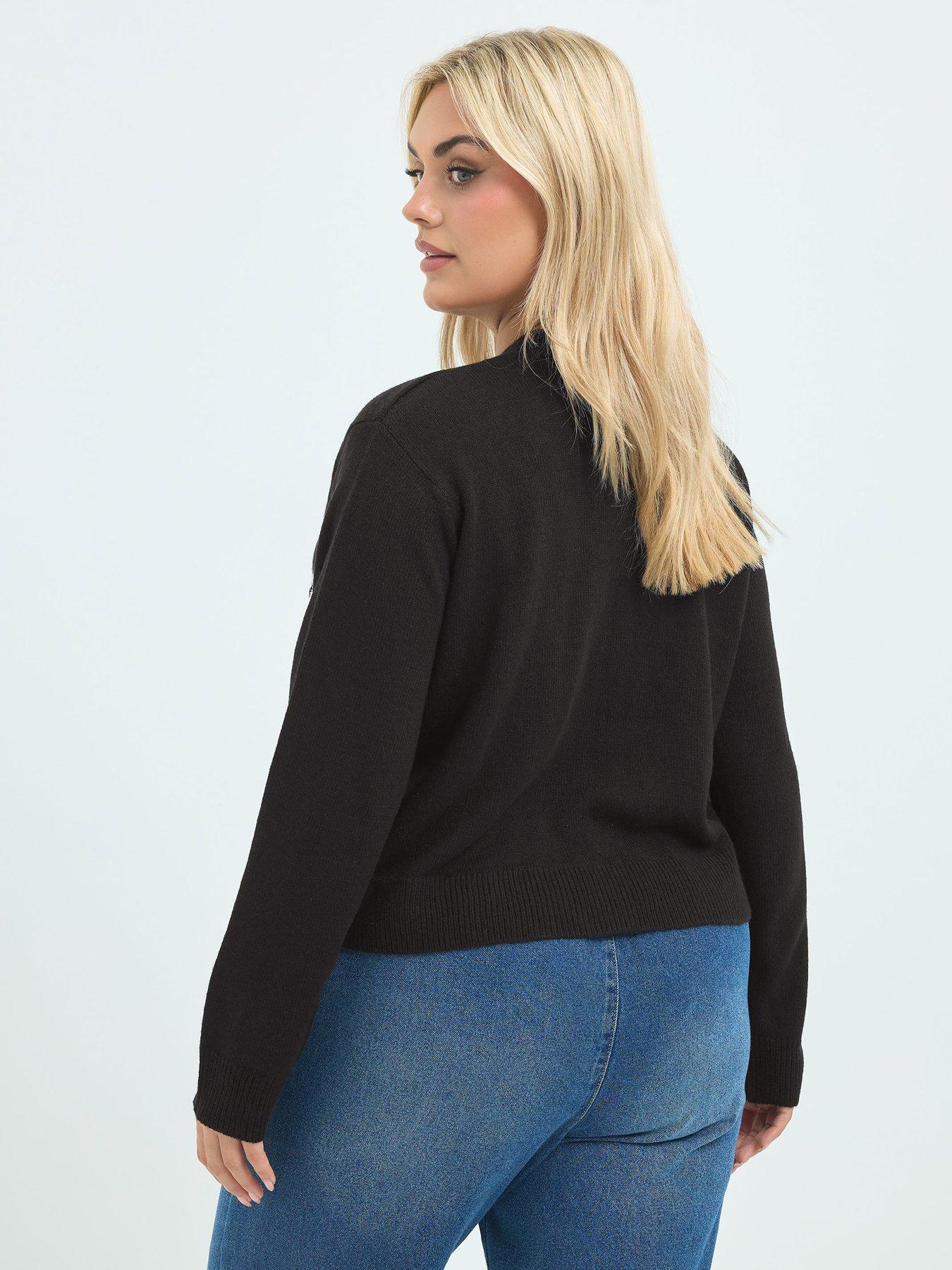 Image 2 of 4 of Yours Womens Curve Sequin Ghost Cardigan - Black